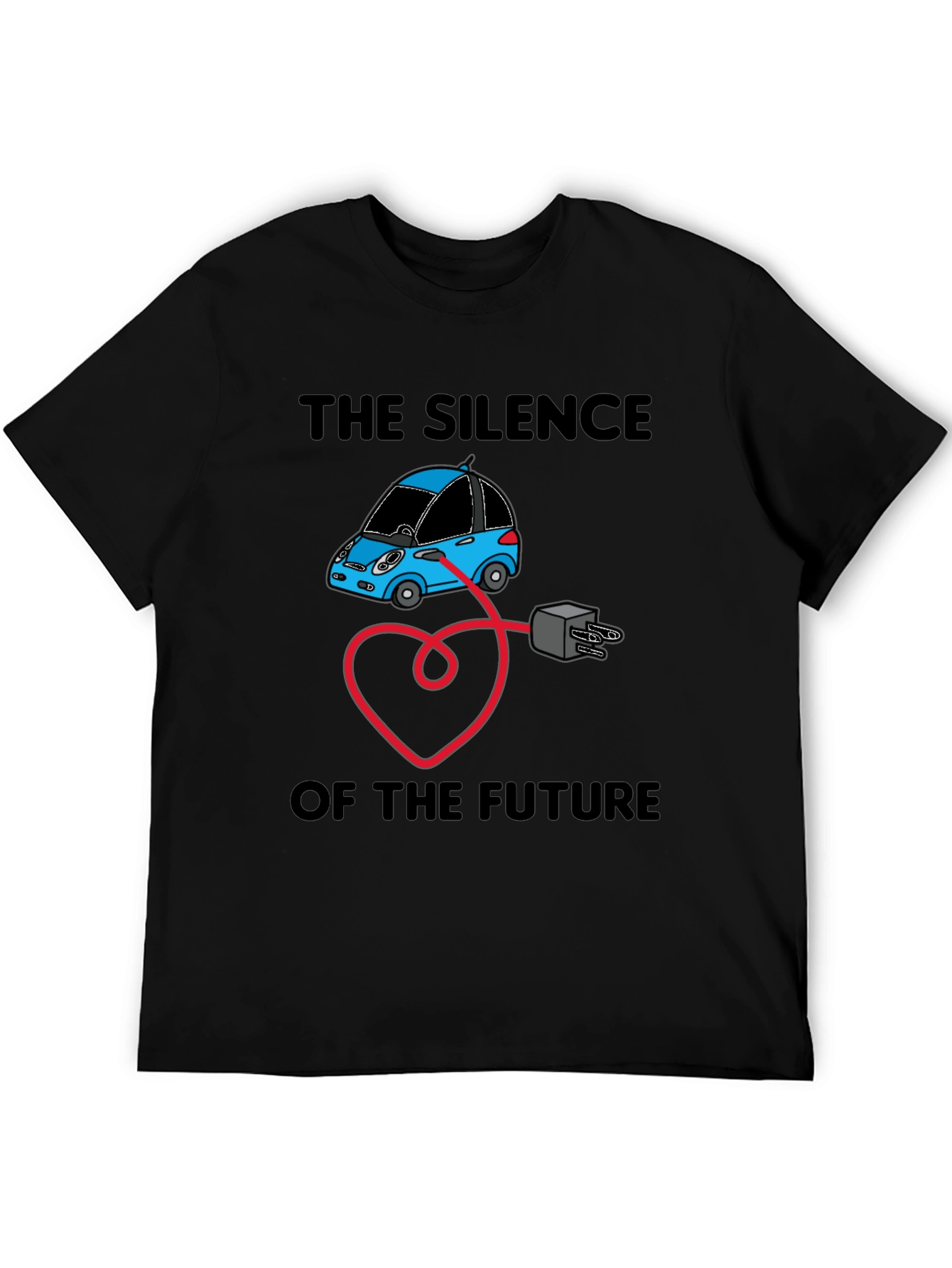 Black Electric Car T-Shirt - Silence of the Future view 5
