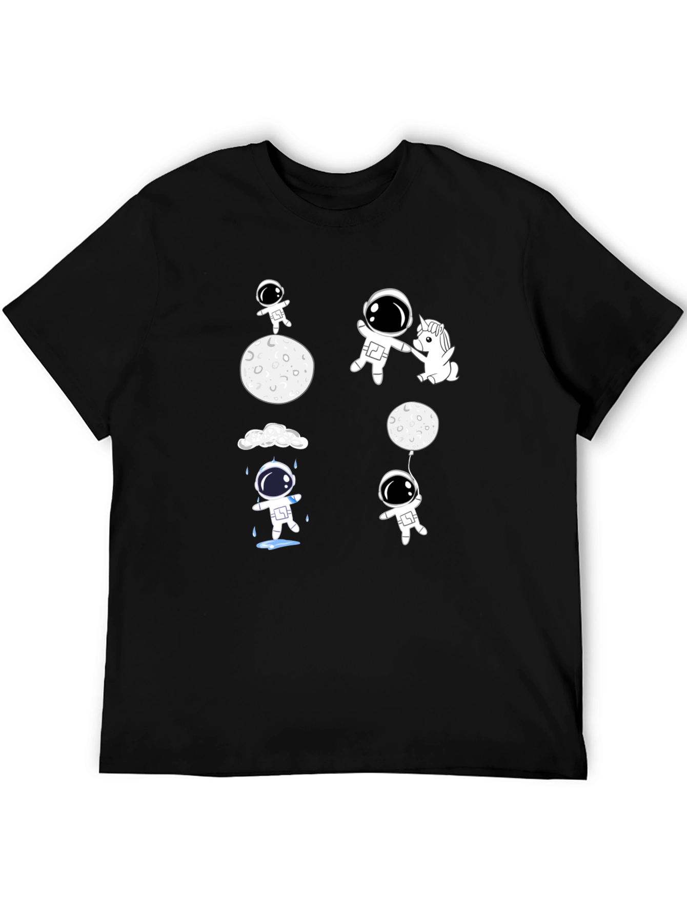 Black Astronaut & Unicorn Graphic Tee - Space Adventures view 5