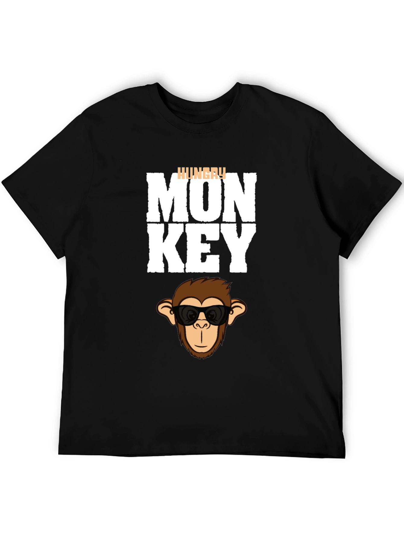 Black Hungry Monkey Graphic T-Shirt - Cool Cartoon Ape Tee view 5
