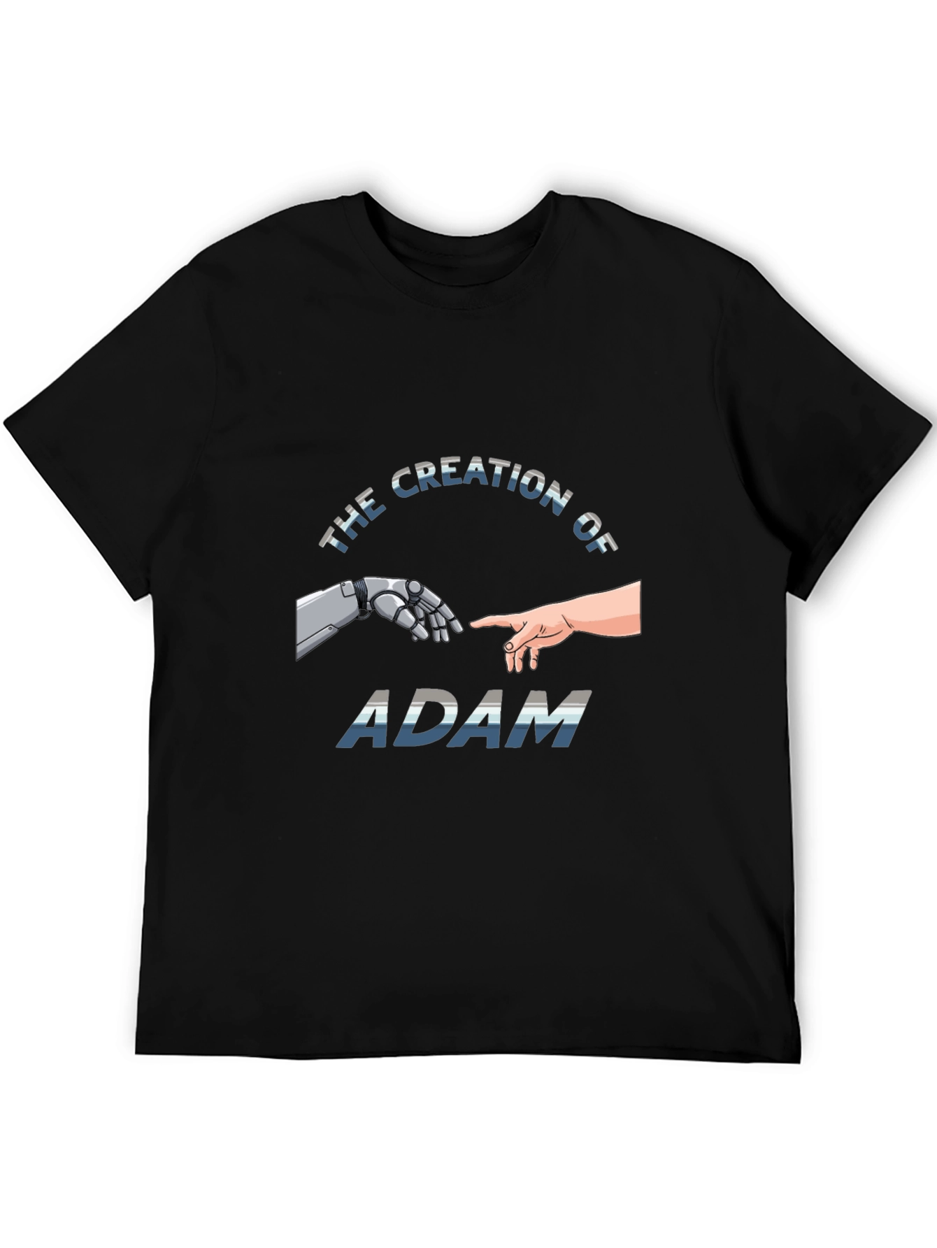 Black Creation of Adam Robot Touch T-Shirt view 5