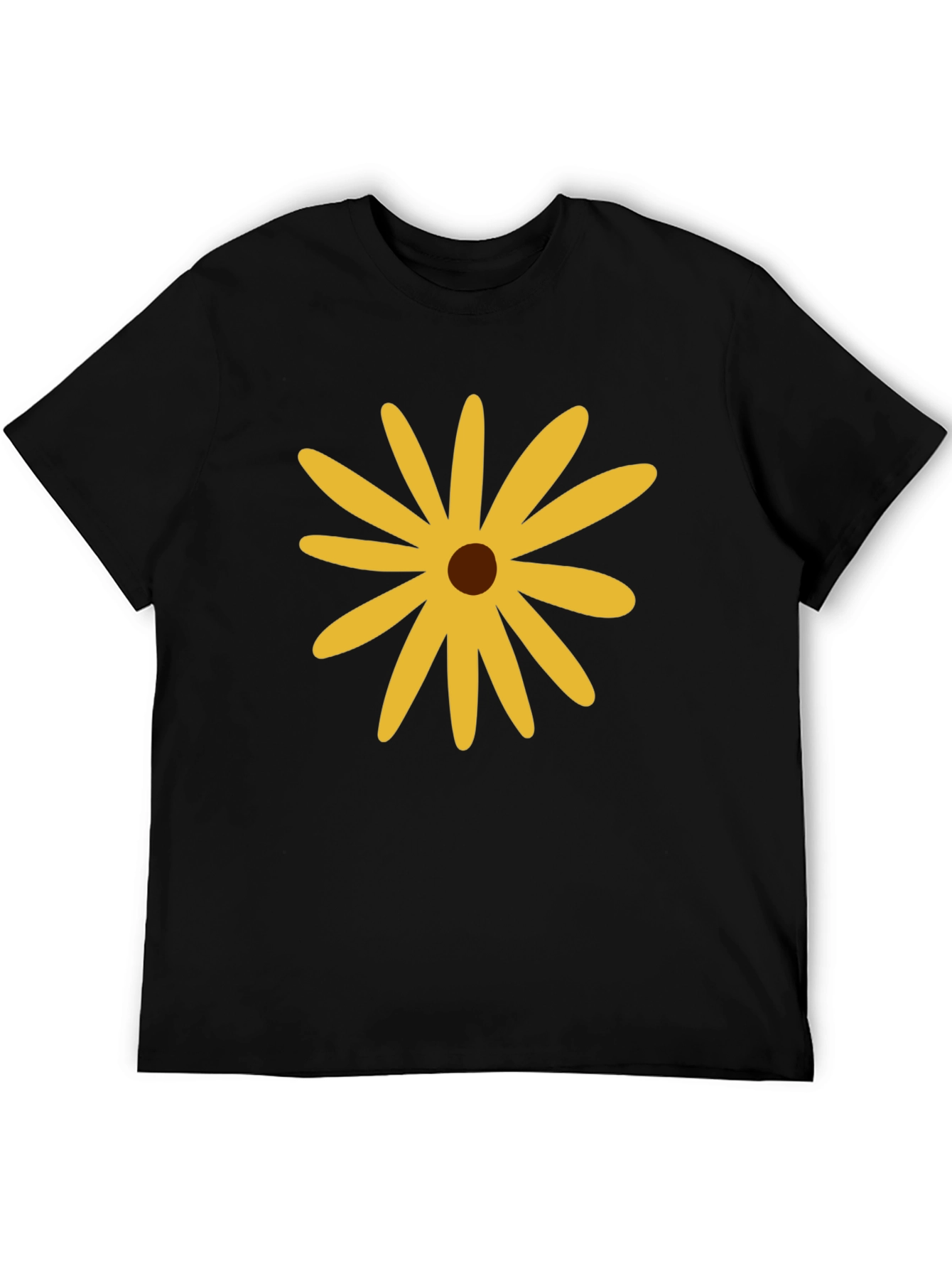 Black Black T-Shirt with Yellow Flower view 5