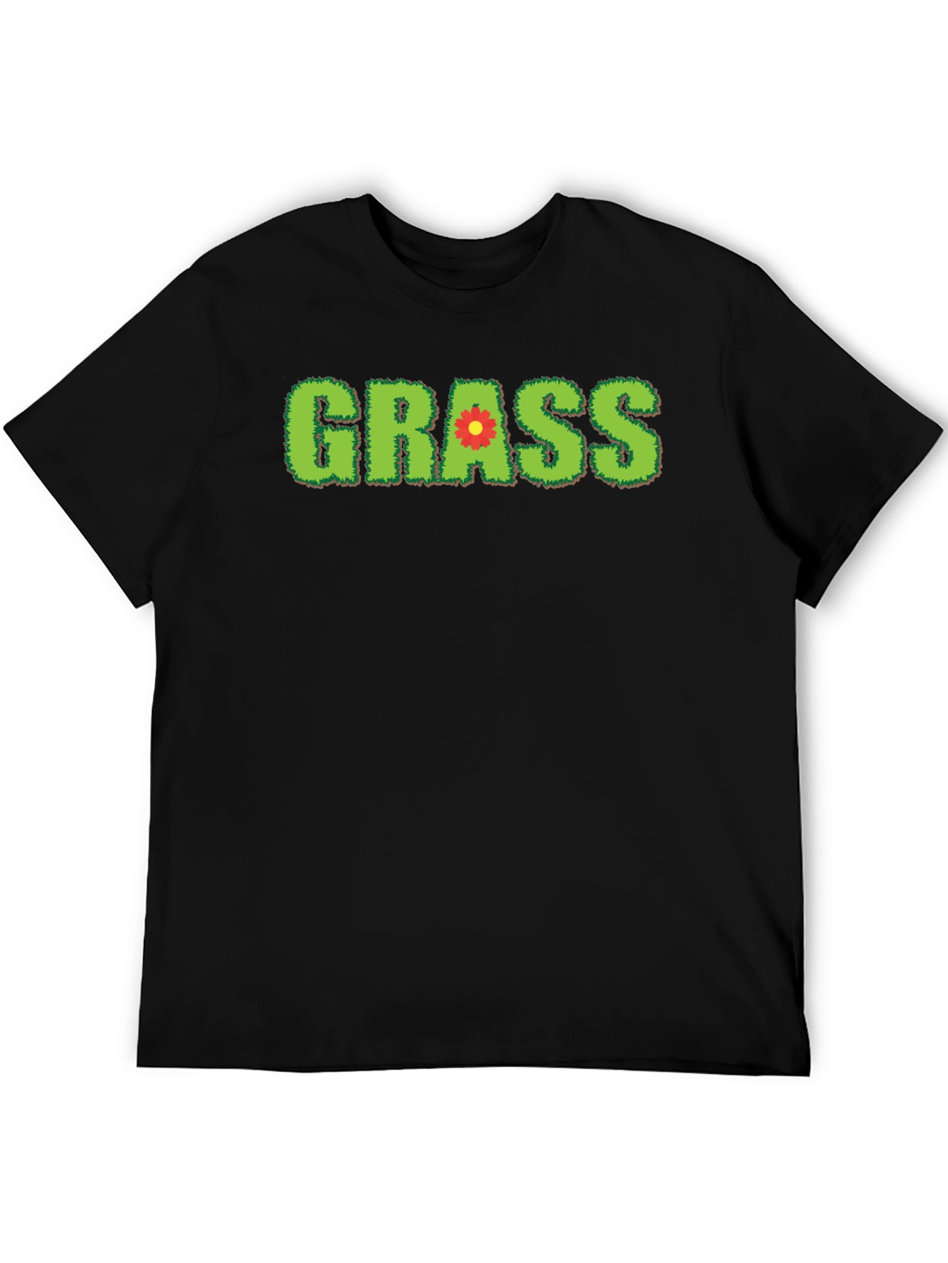 Black Novelty Grass Graphic T-Shirt - Black Cotton Blend view 5