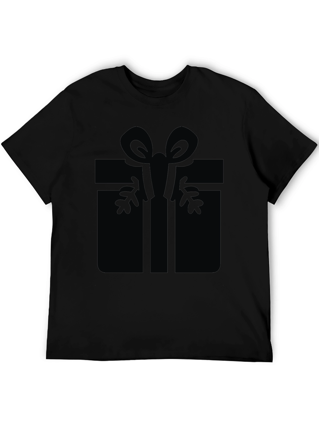 Black Festive Gift Graphic Tee - Black Cotton Blend view 5