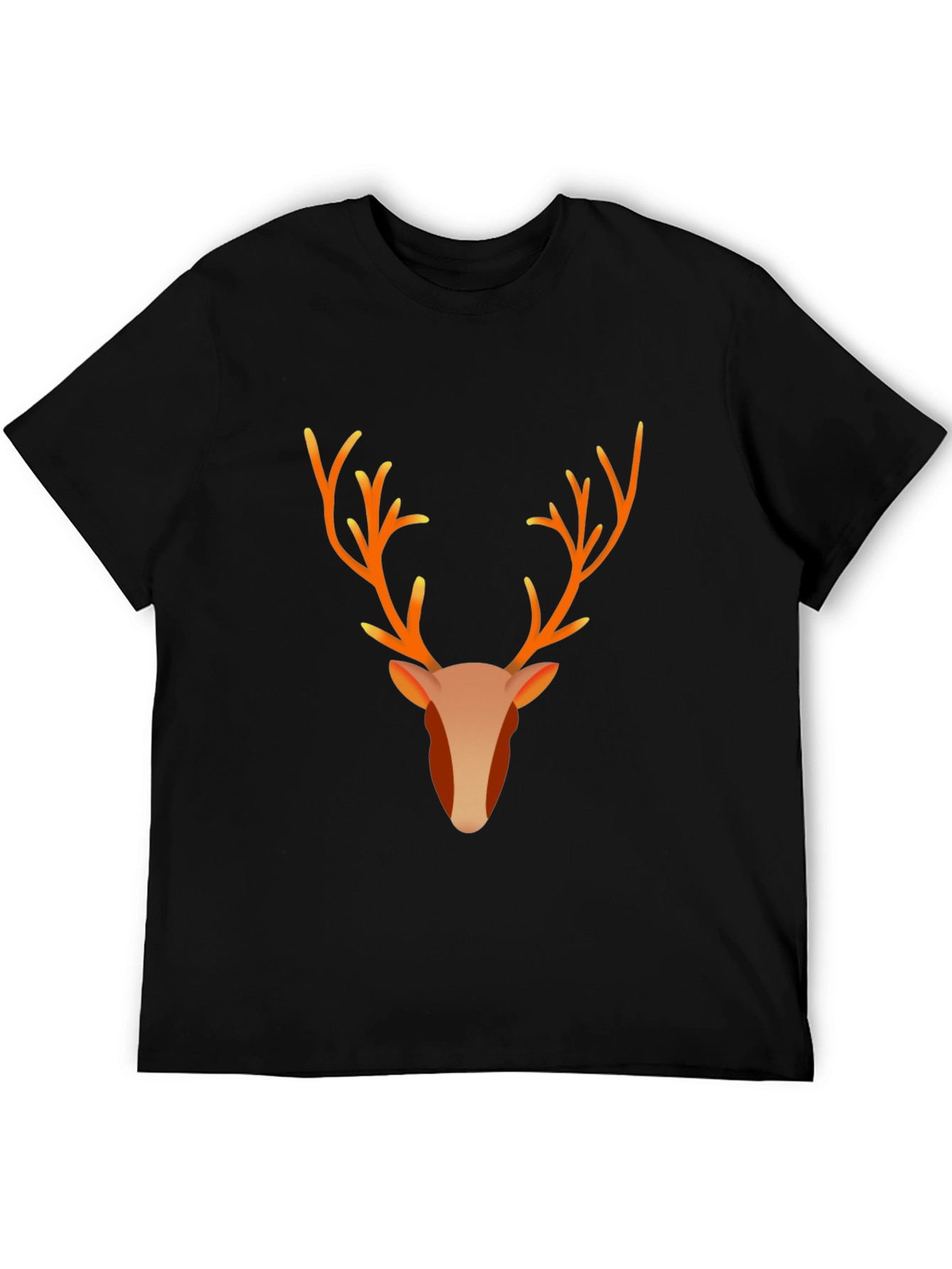 Black Reindeer Graphic Tee - Black Cotton Blend T-Shirt view 5