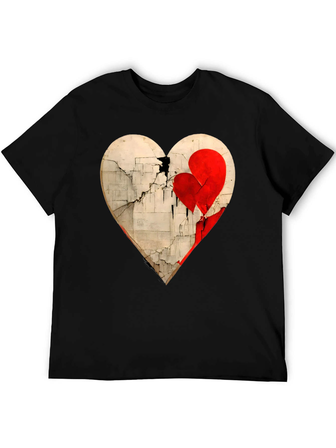 Black Heart Graphic Tee - Artistic Valentine's Day Shirt view 5