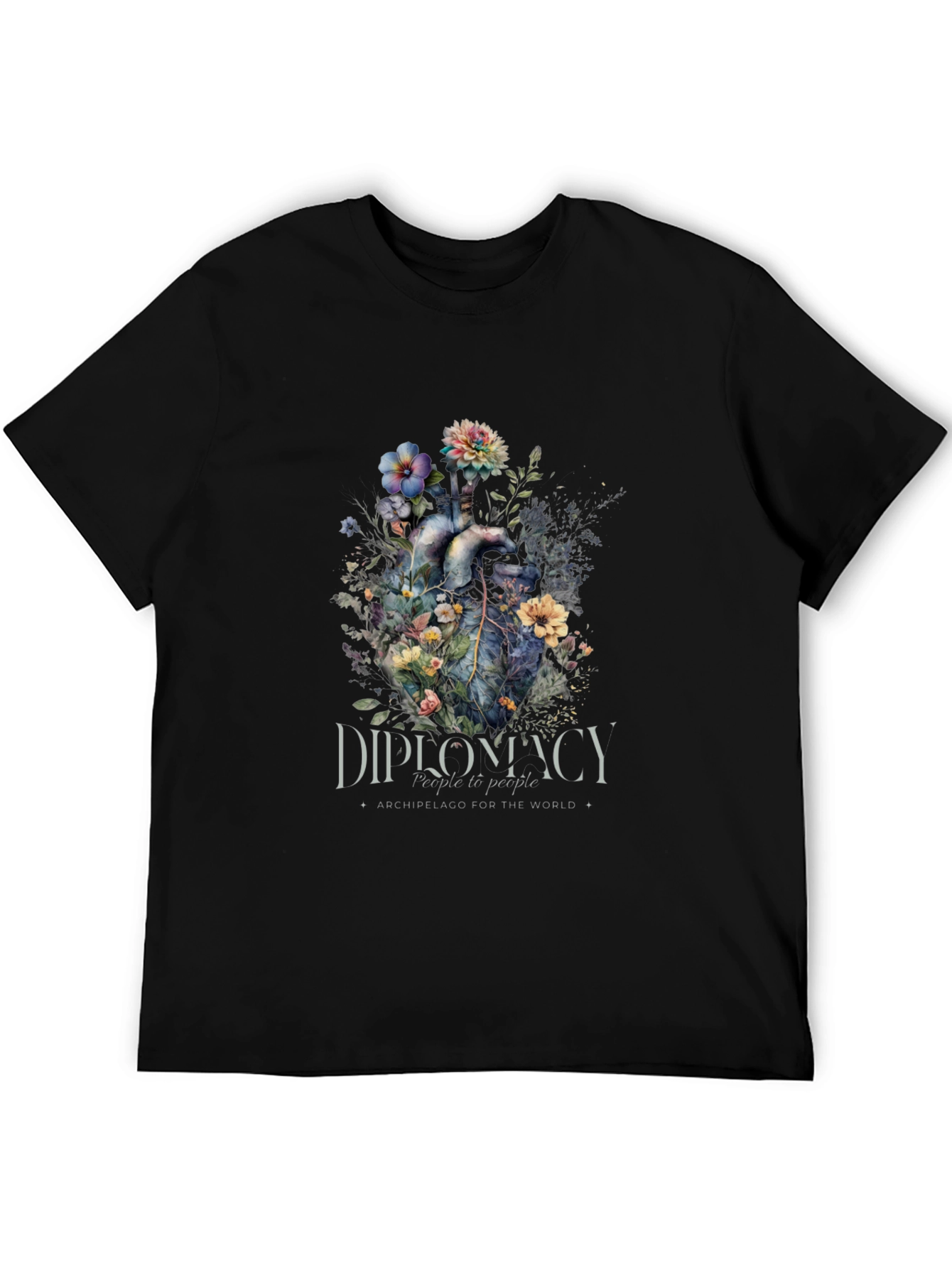 Black Floral Heart Diplomacy T-Shirt view 5