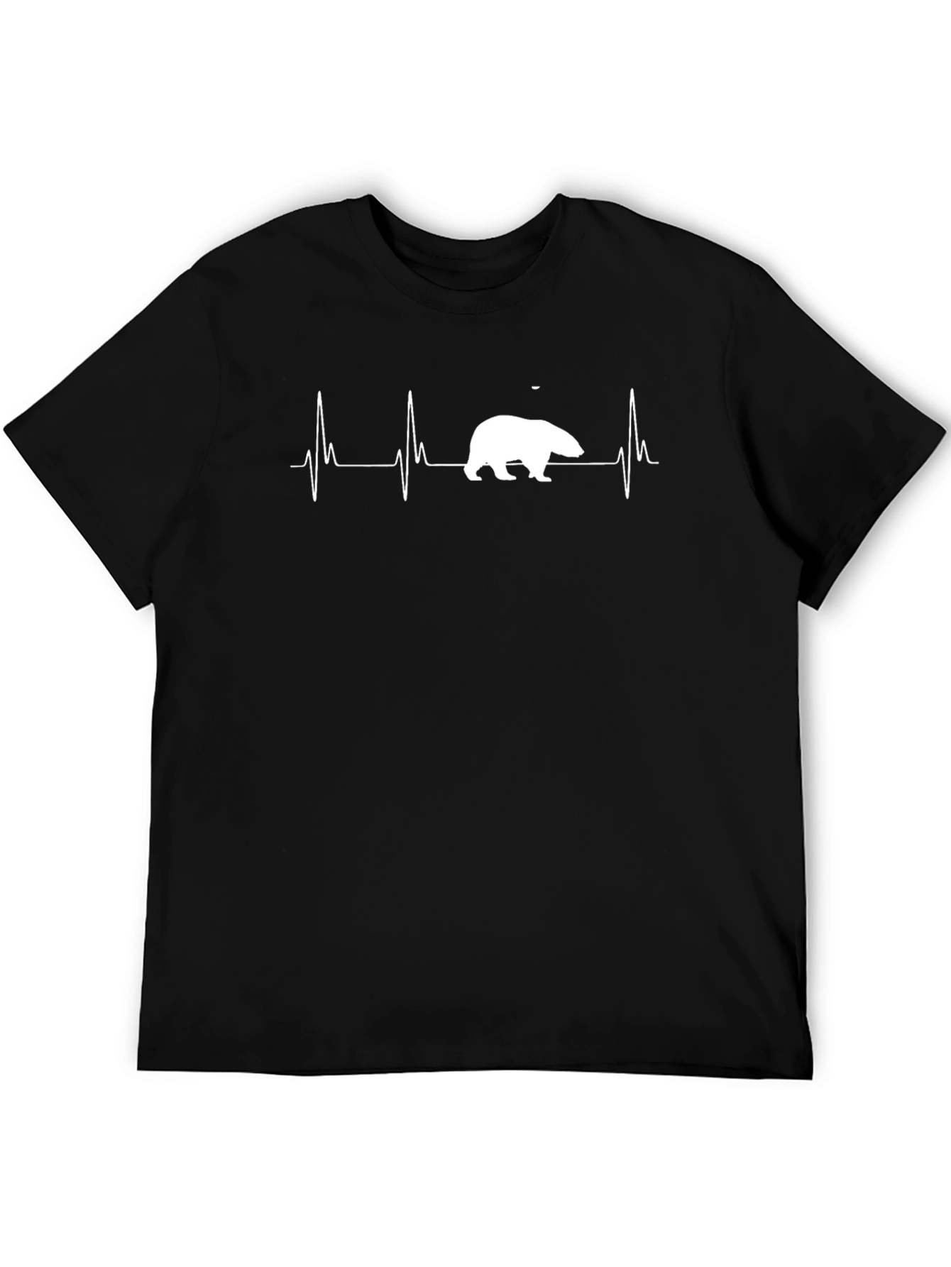 Black Polar Bear Heartbeat Graphic Tee - Cool & Unique Design view 5