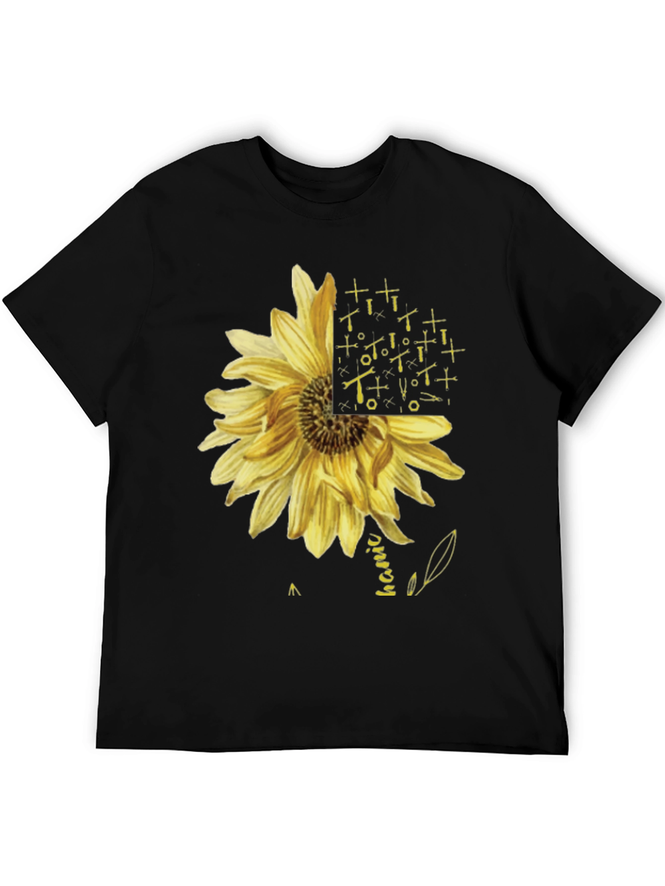 Black Mechanic Sunflower Graphic T-Shirt - Black view 5