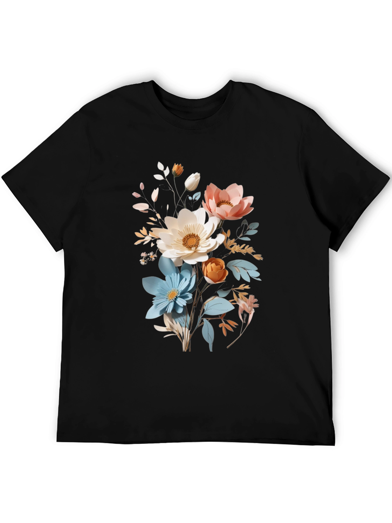 Black Floral Print Black T-Shirt view 5