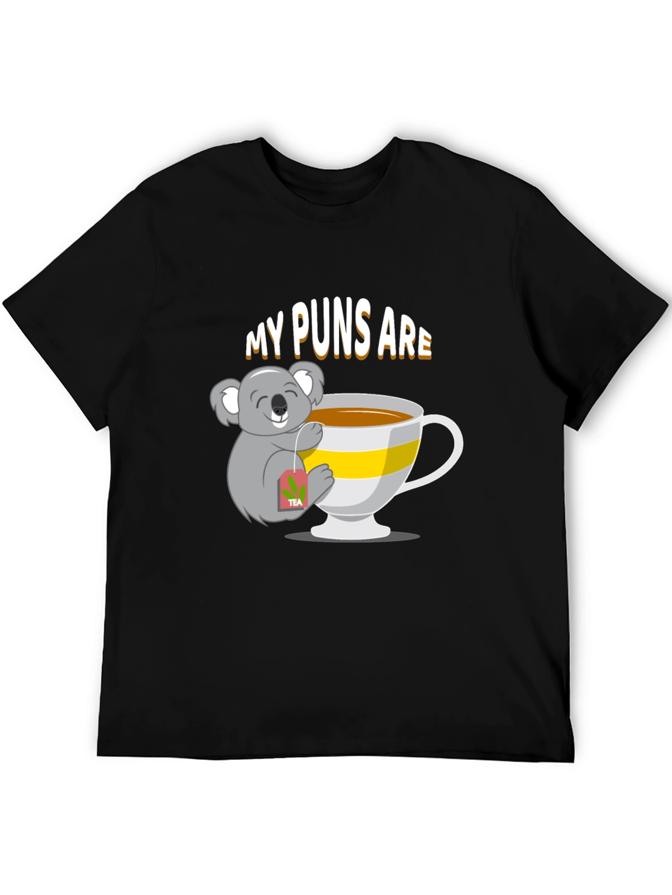Black Koala Tea Puns T-Shirt view 5