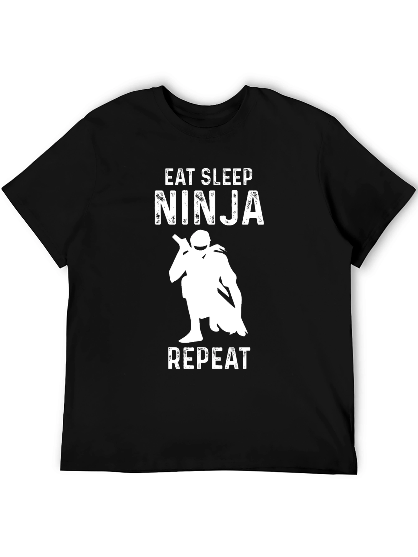 Black Eat Sleep Ninja Repeat Black T-Shirt view 5
