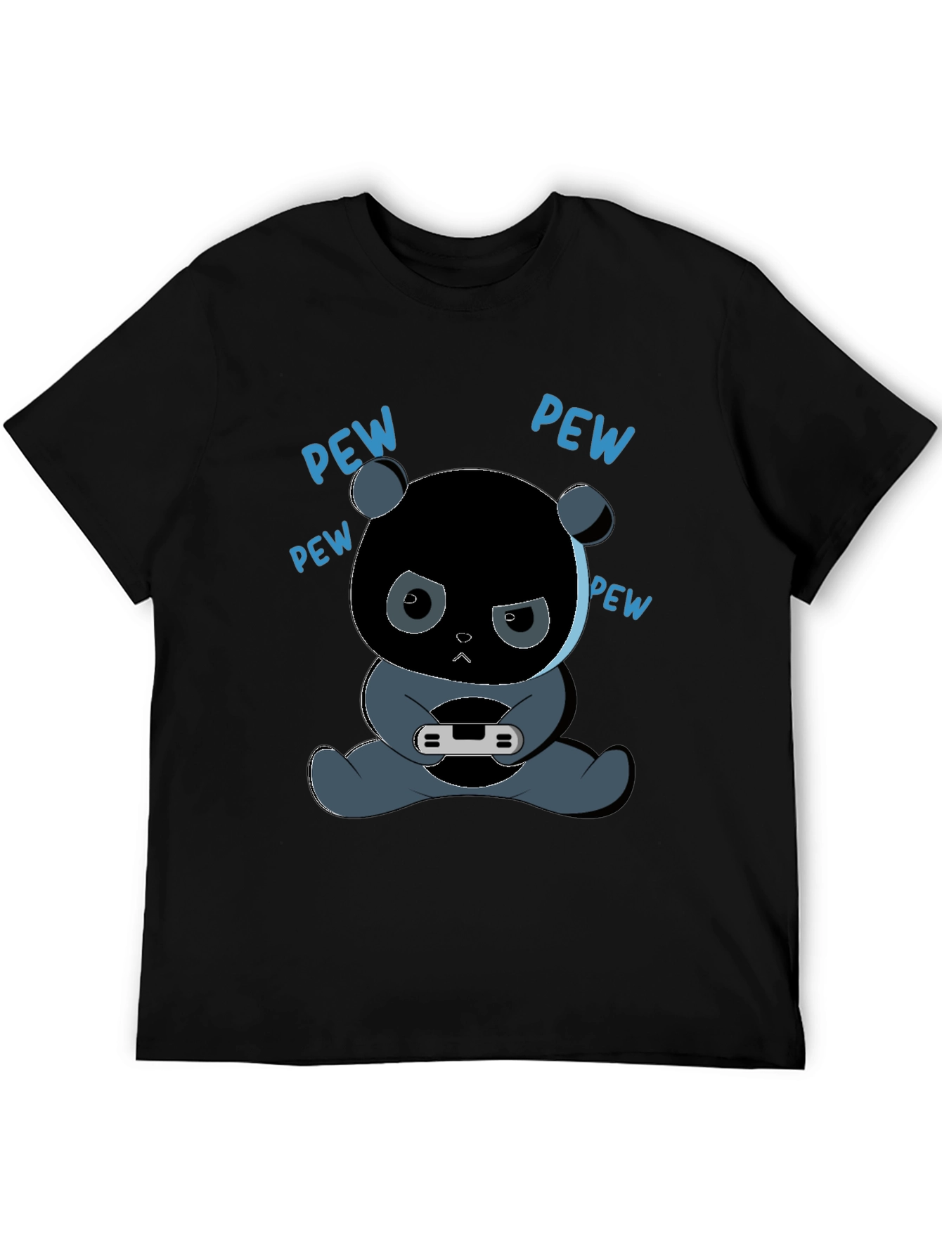 Black Gamer Panda T-Shirt - Pew Pew view 5