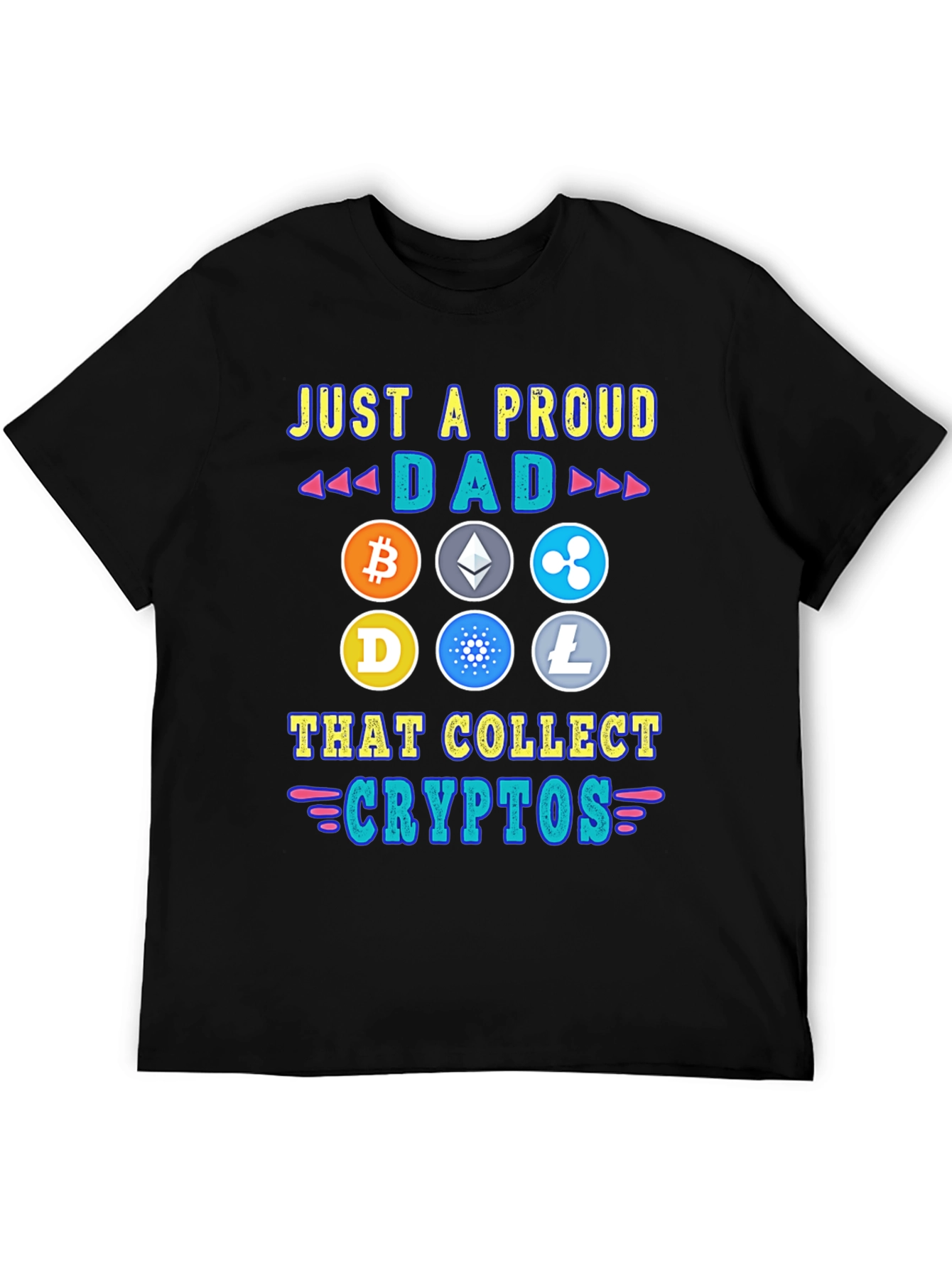 Black Proud Dad Crypto Collector T-Shirt view 5