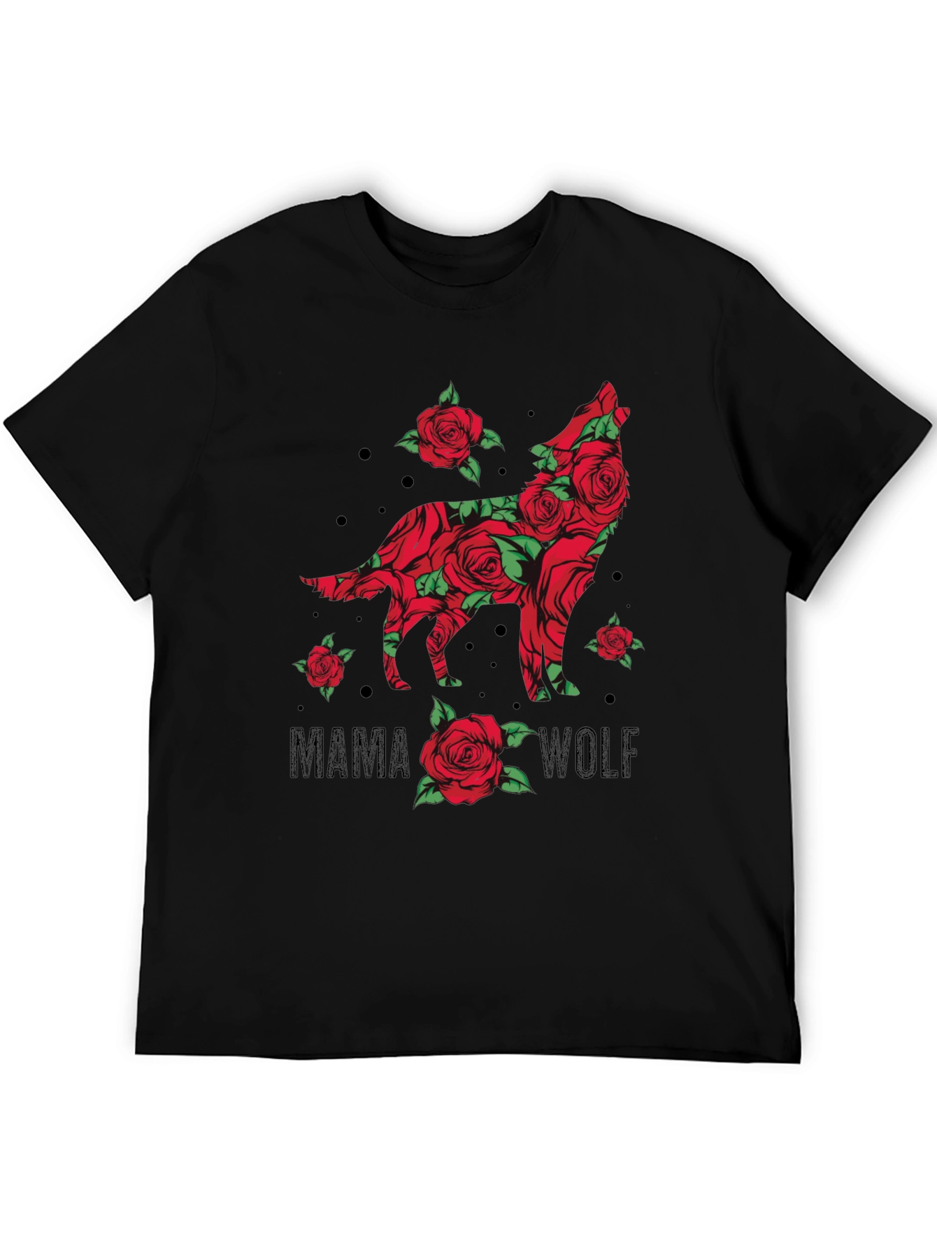 Black Mama Wolf Rose Graphic T-Shirt view 5