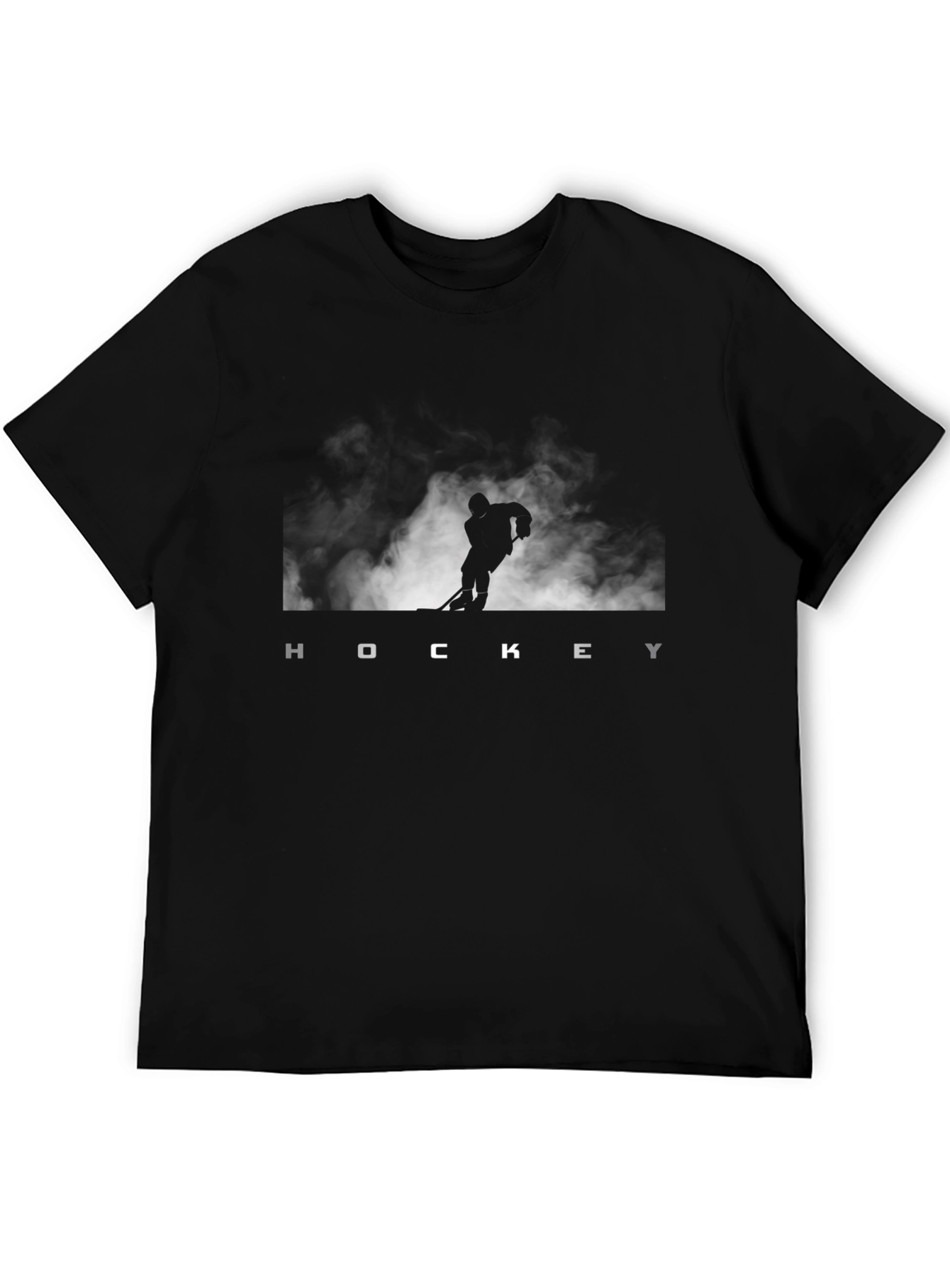 Black Hockey Player Graphic T-Shirt - Black Cotton Tee view 5
