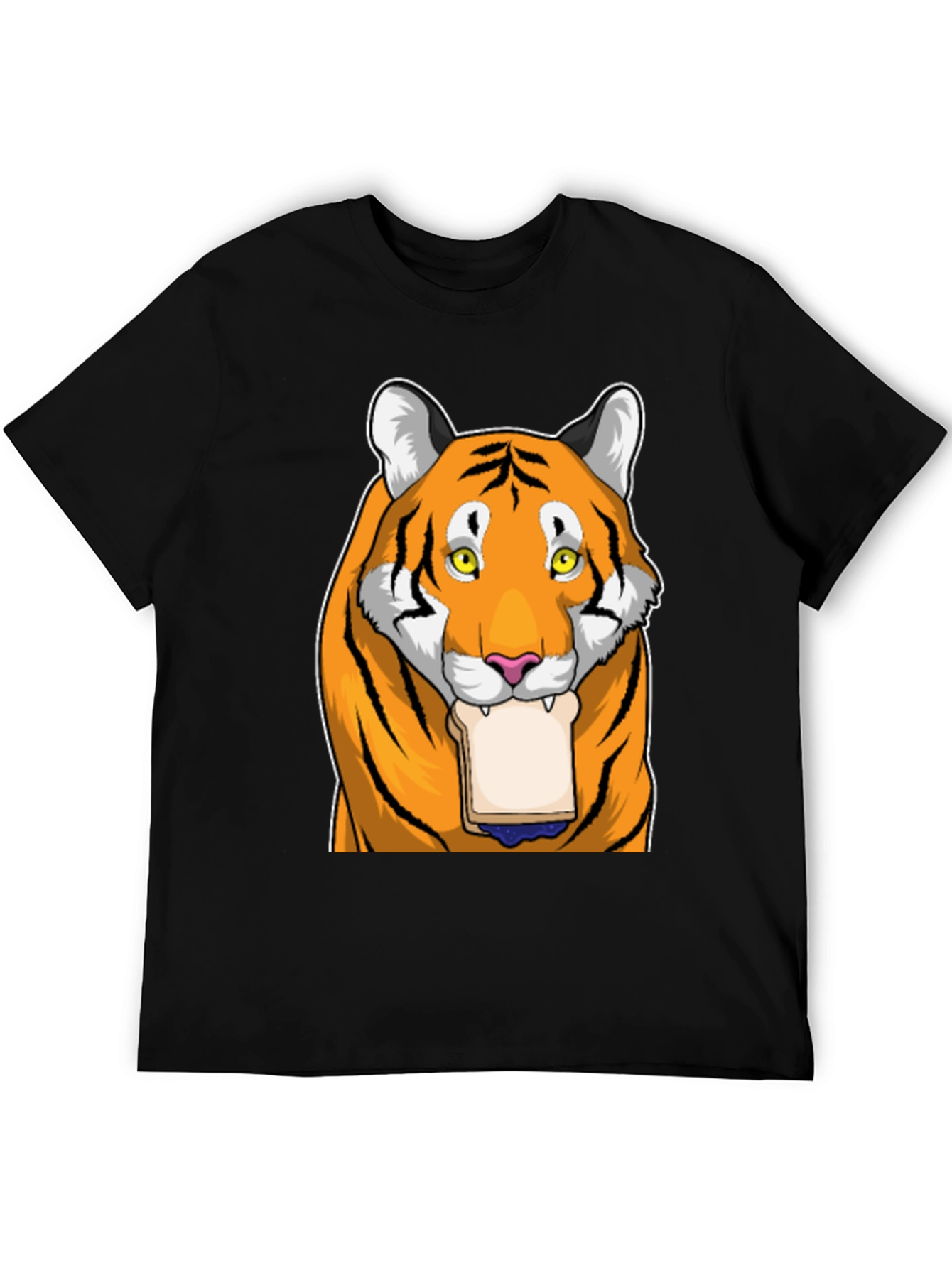 Black Tiger Eating Bread T-Shirt view 5