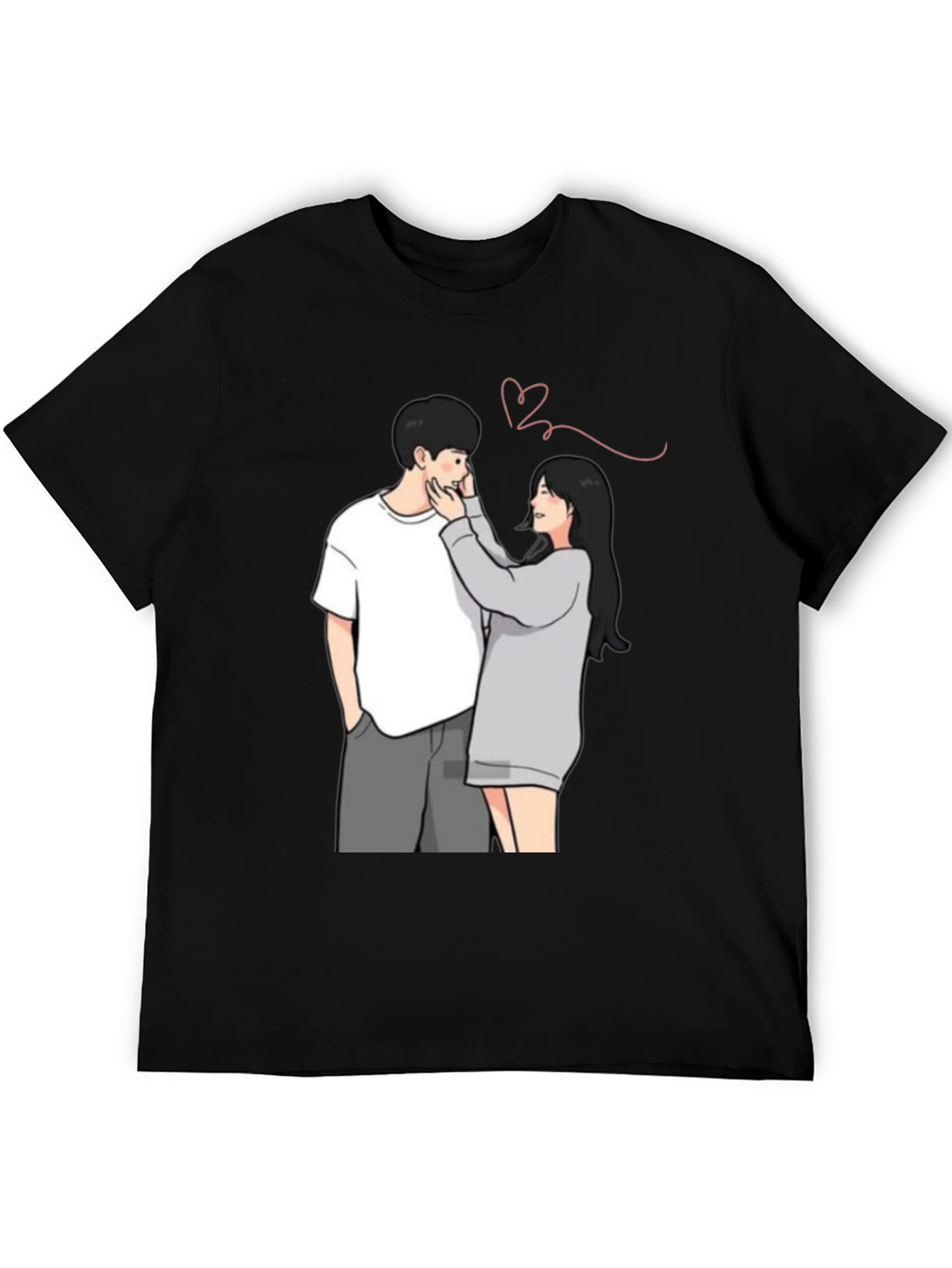 Black Couple Graphic Print Tee - Black view 5