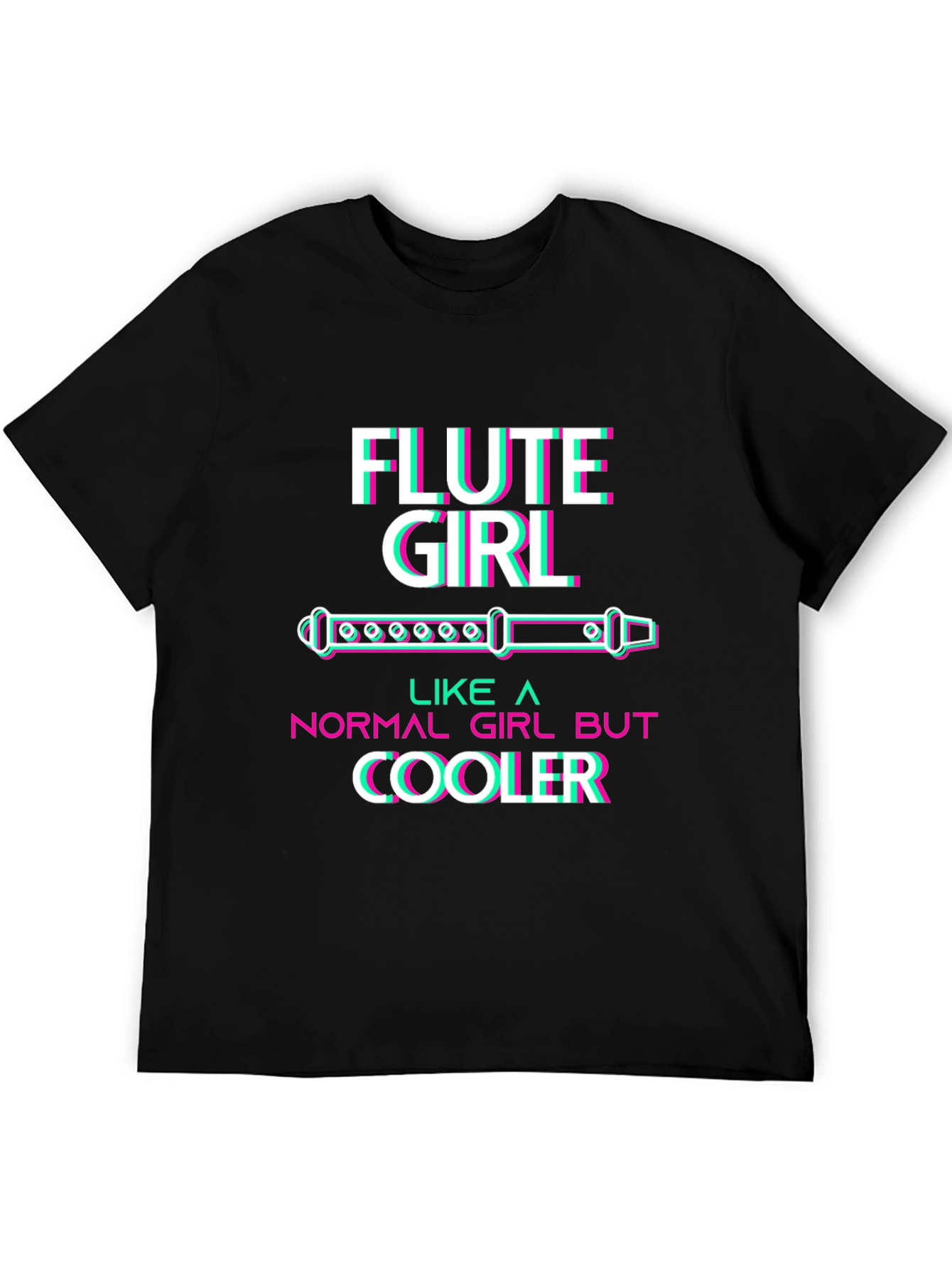 Black Flute Girl T-Shirt - Music Lover Tee view 5