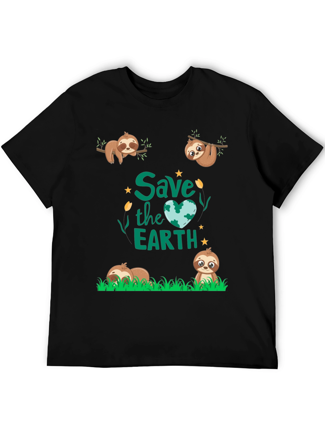 Black Save the Earth Sloth Graphic Tee view 5