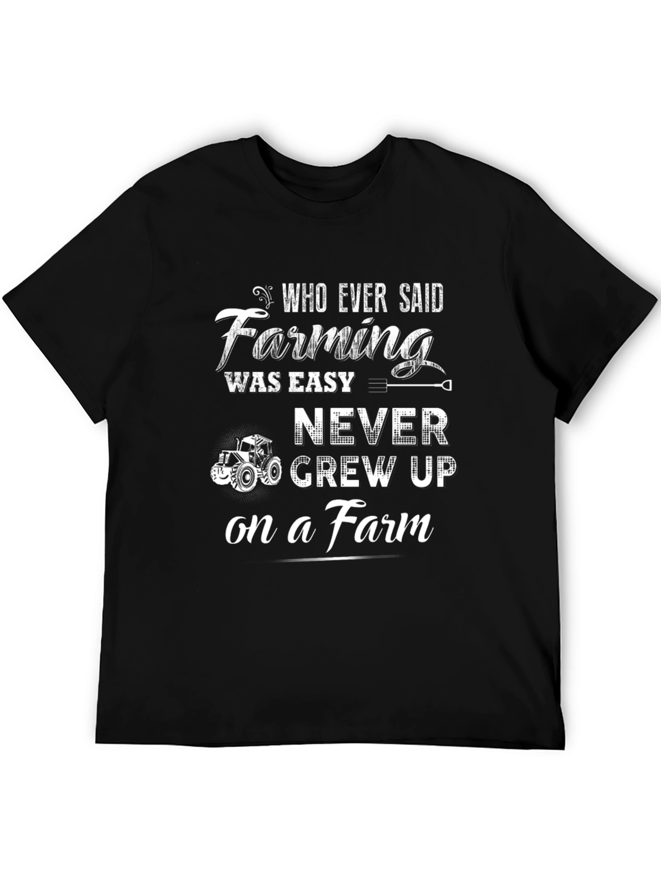 Black Farming Was Easy T-Shirt - Black, Farm Life view 5