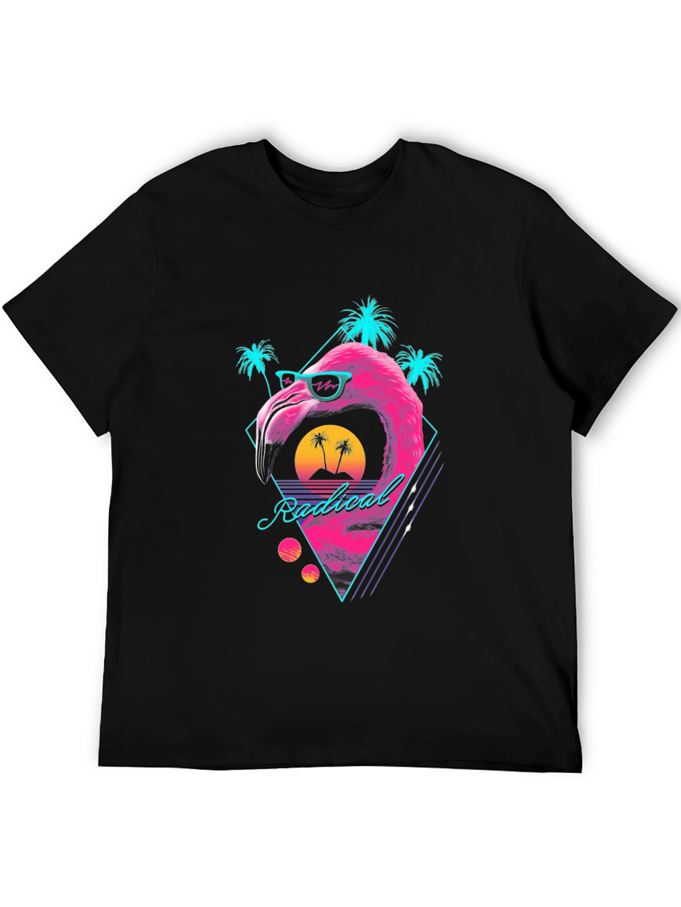 Black Radical Flamingo T-Shirt - Retro Summer Vibes view 5