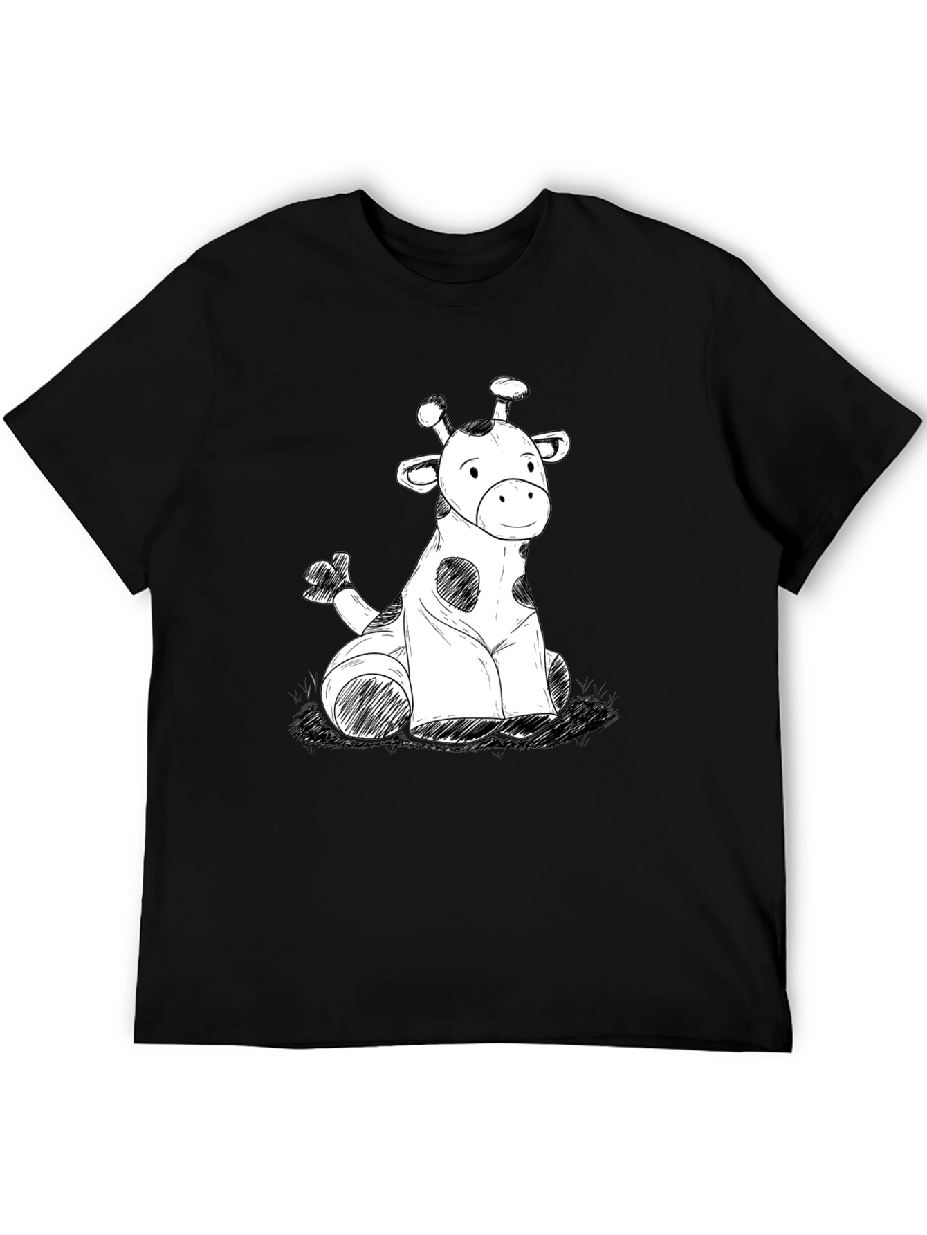 Black Giraffe Sketch Graphic Tee - Soft Cotton Comfort view 5