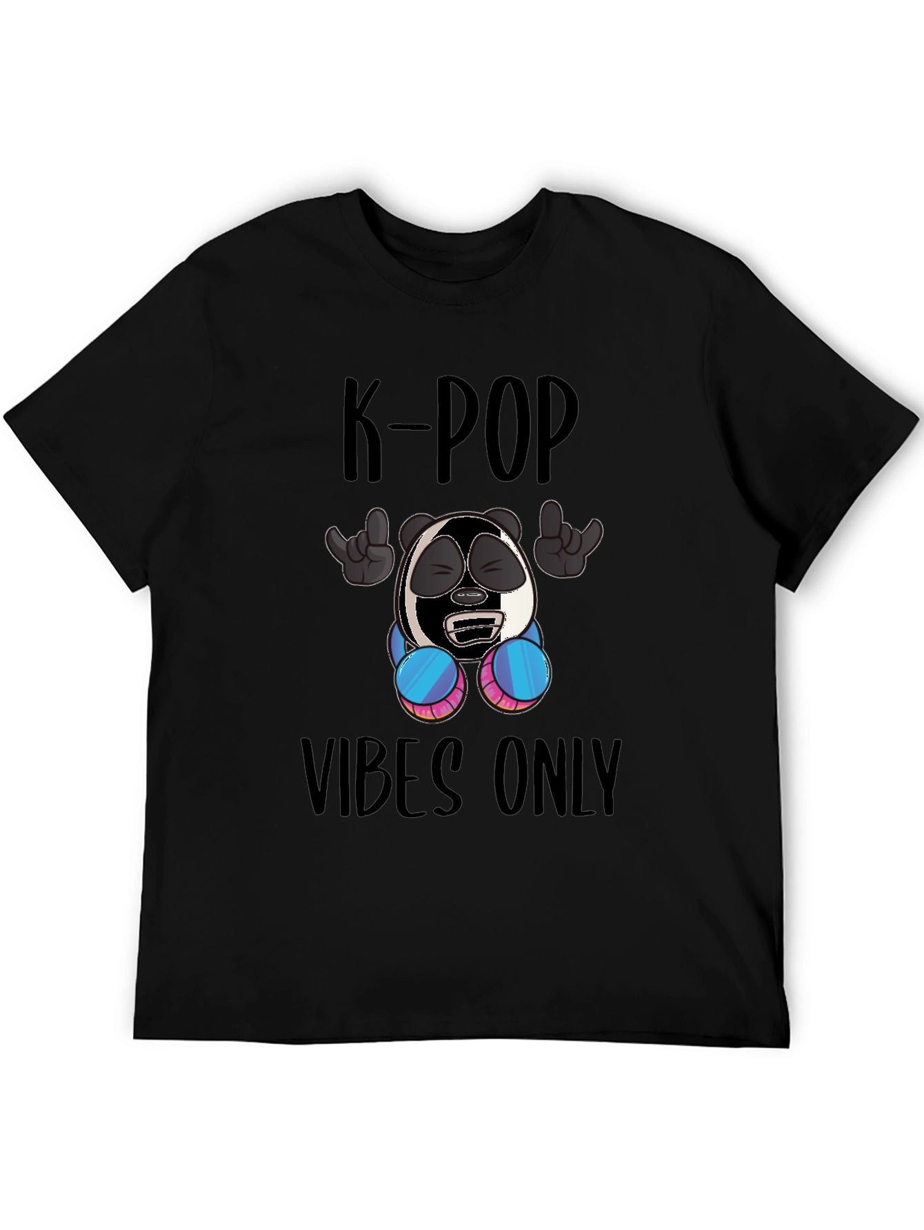 Black K-Pop Vibes Only Graphic Tee - Fun Style view 5