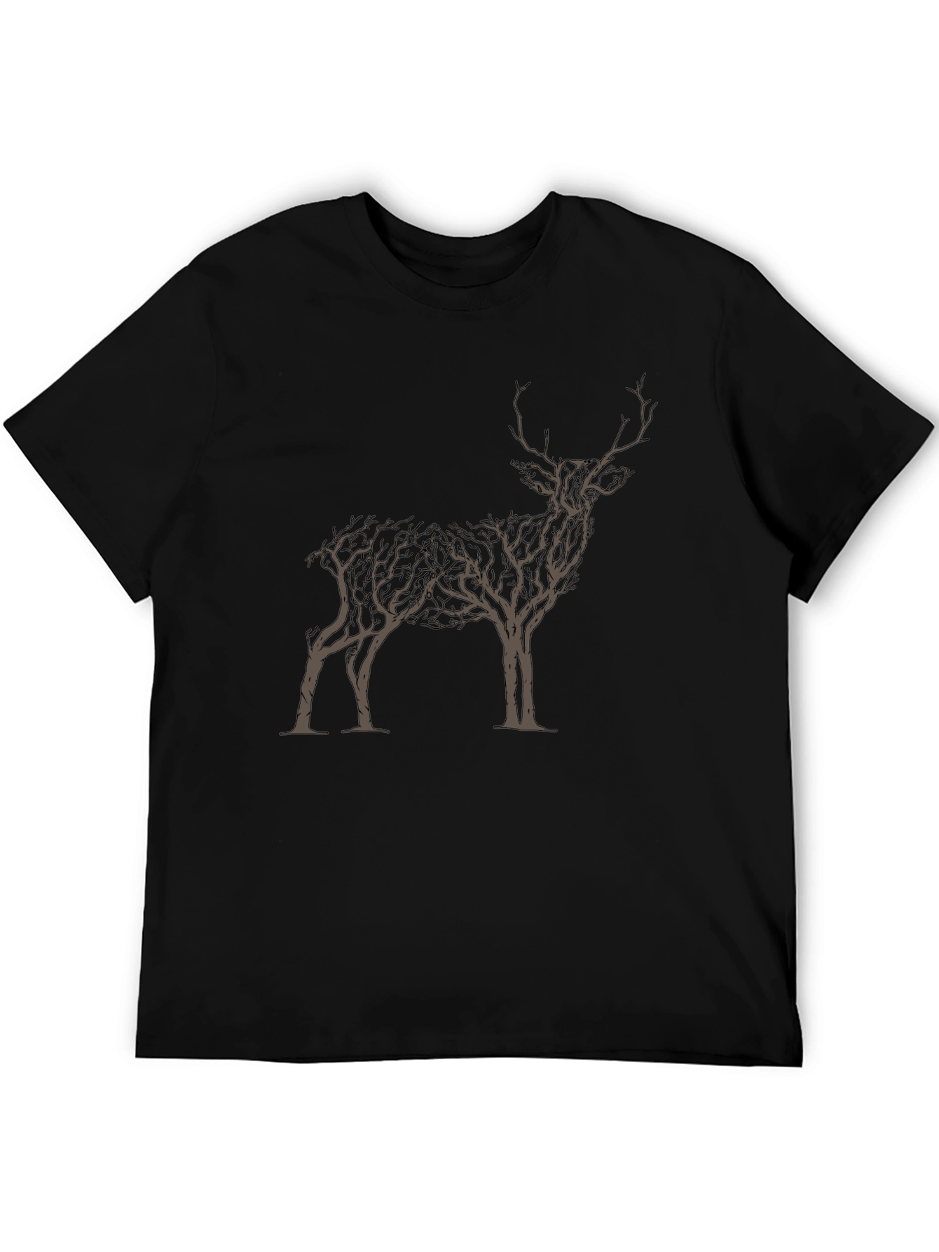 Black Nature Stag Graphic Tee - Black Cotton Blend view 5