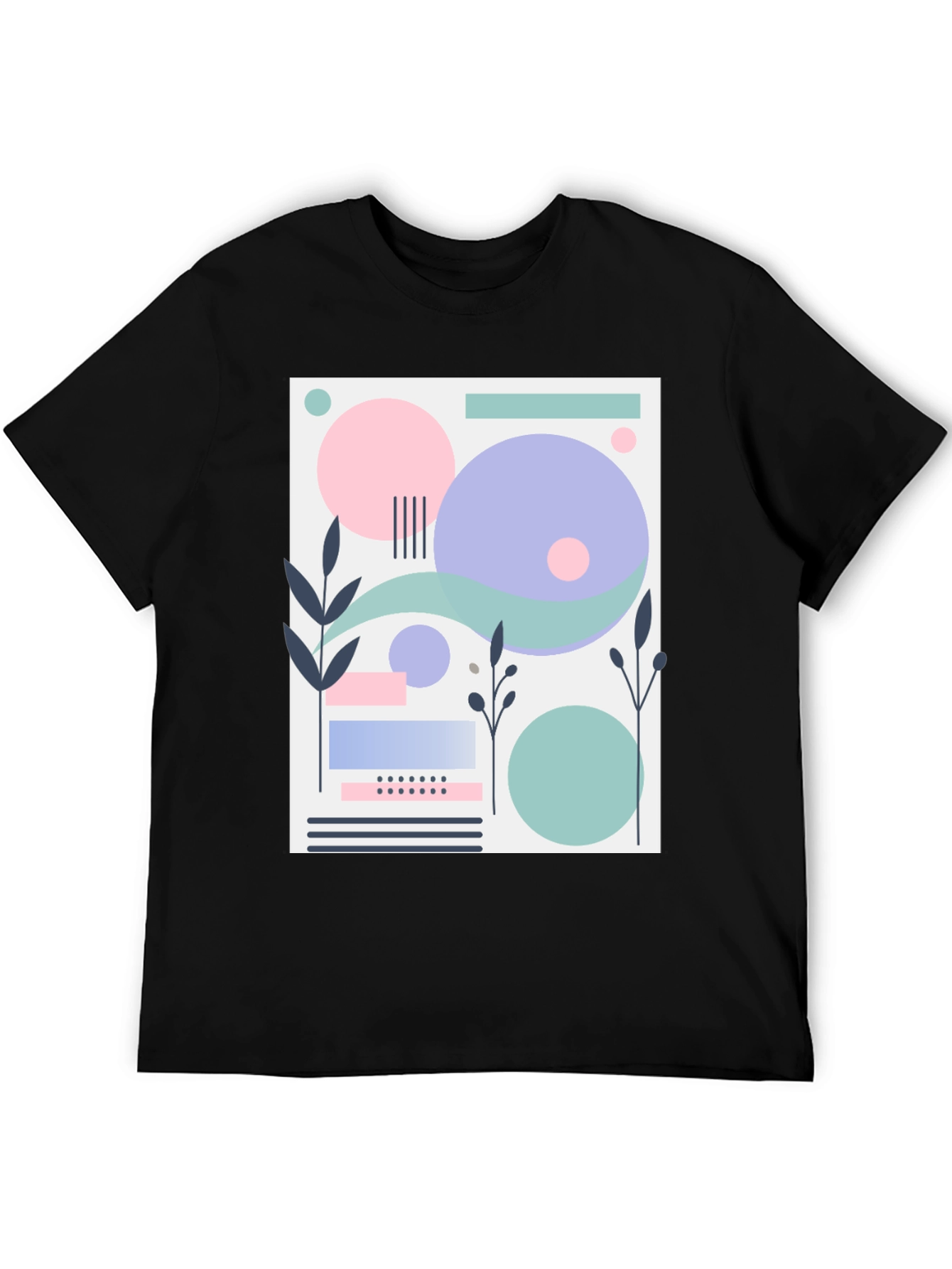 Black Abstract Geometric Design T-Shirt - Modern Art Tee view 5