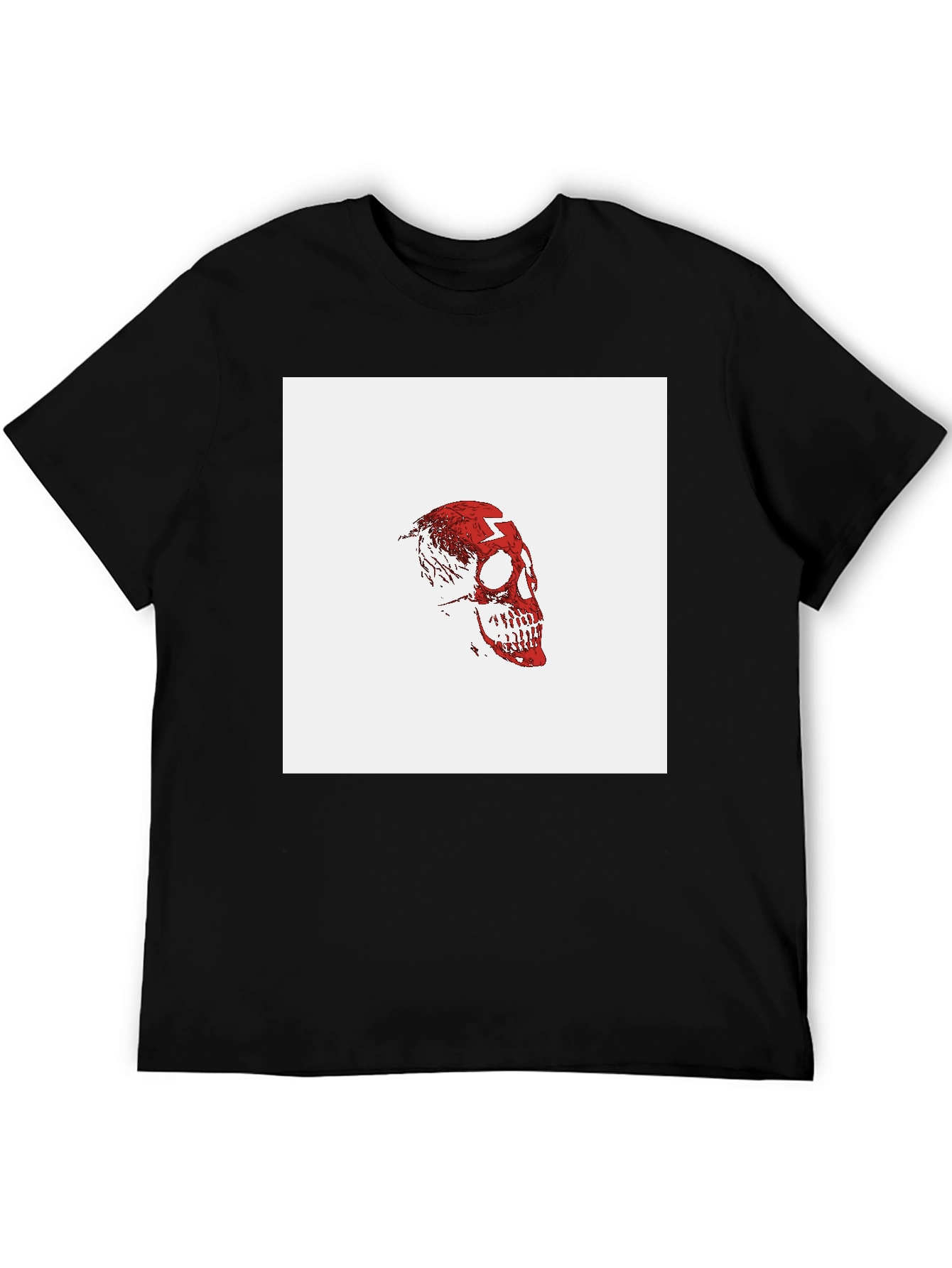 Black Skull Graphic Tee - Red Skull on Black Shirt view 5