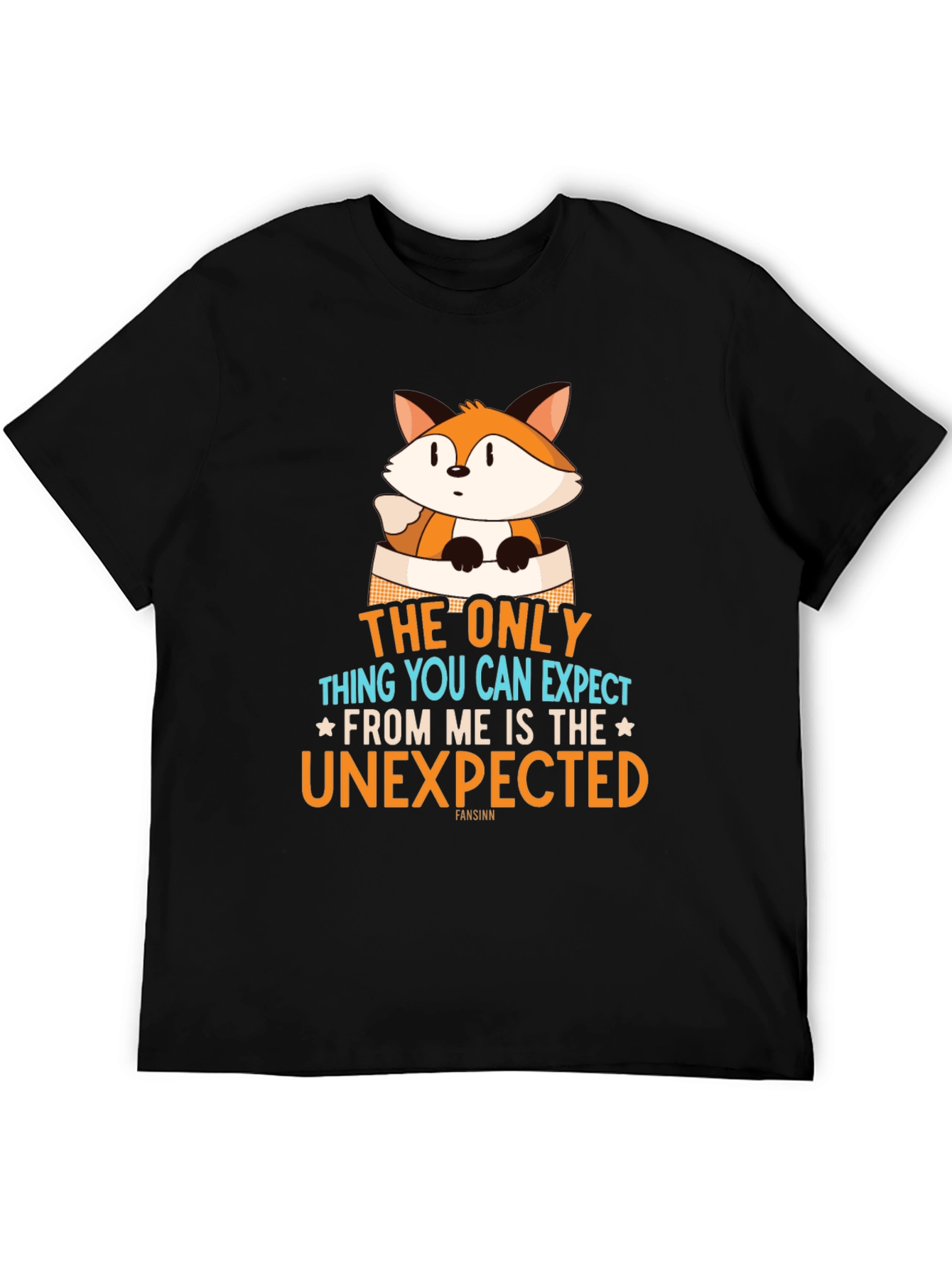 Black Unexpected Fox Graphic Tee - Men's Black T-Shirt view 5
