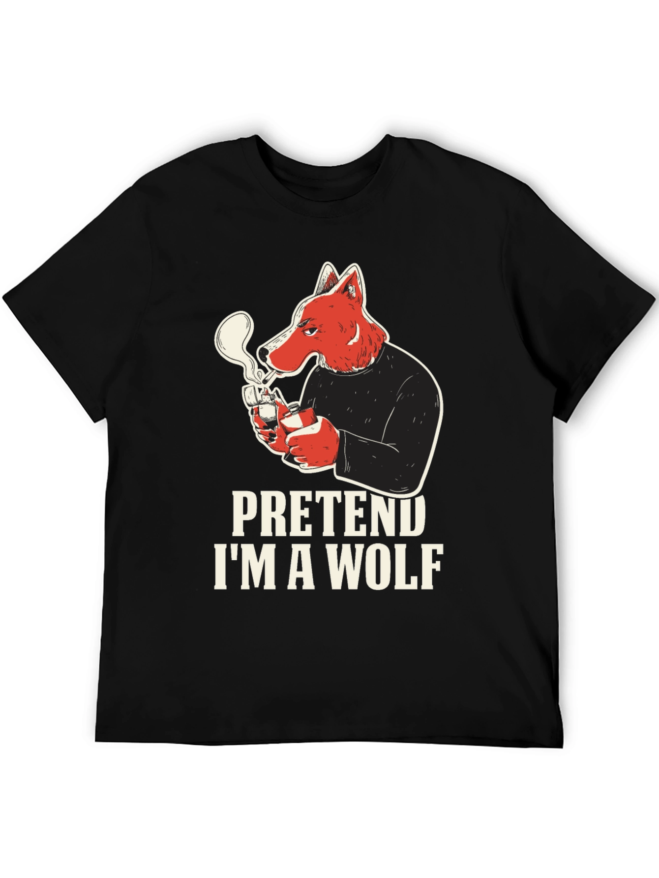 Black Pretend I'm A Wolf Graphic Tee view 5