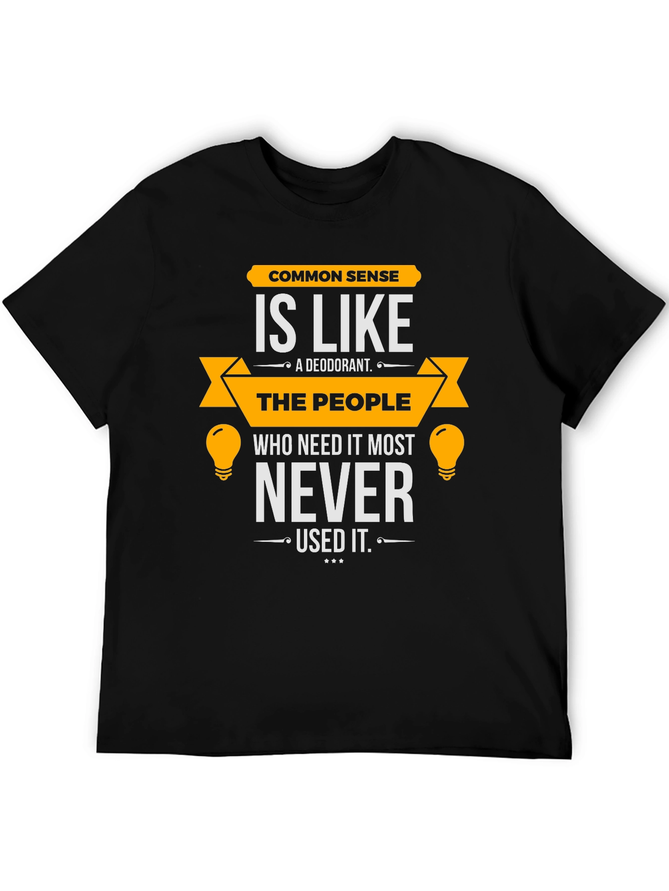 Black Common Sense Humor T-Shirt - Men's Black Tee view 5