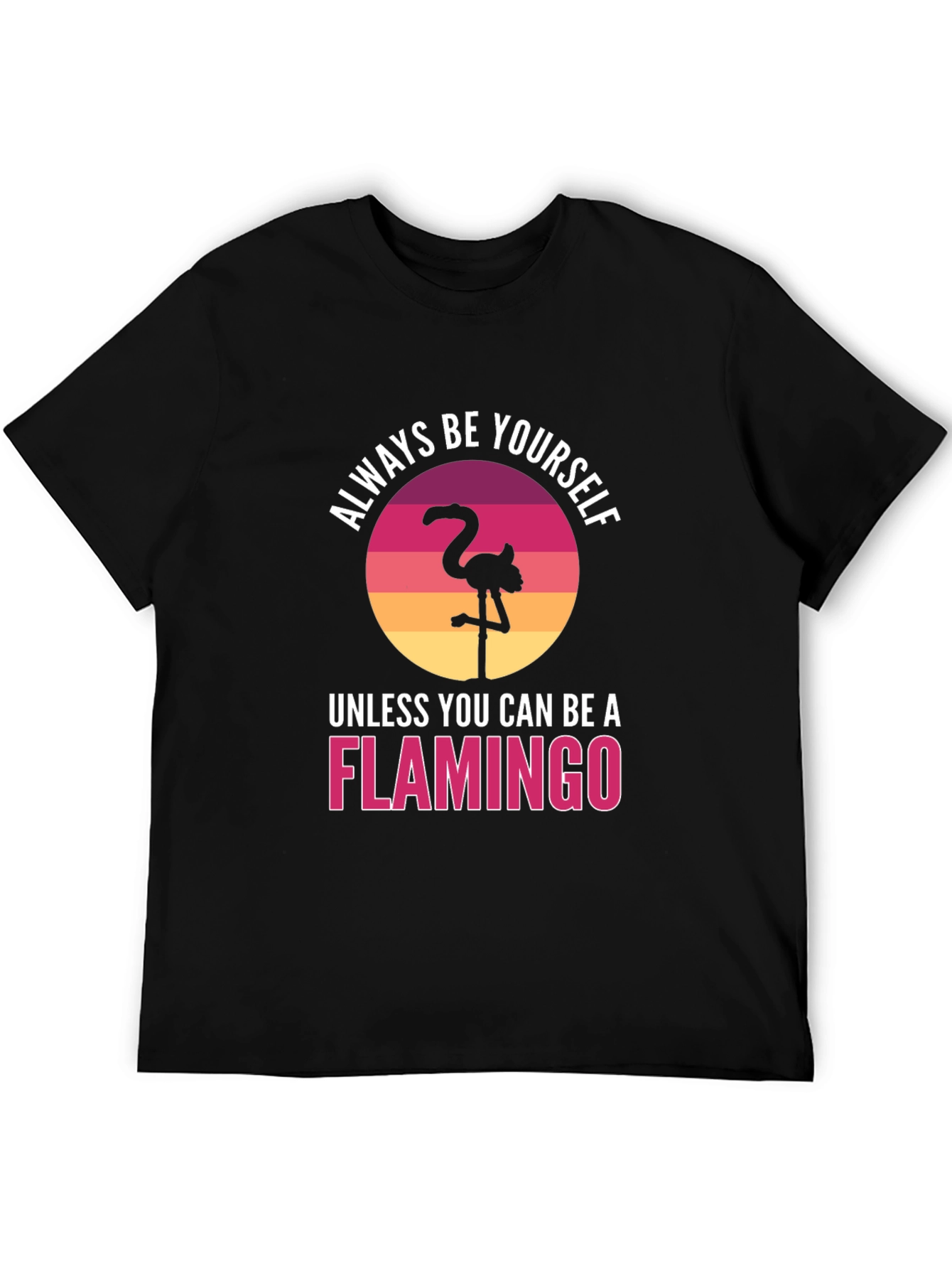 Black Always Be Yourself Flamingo T-Shirt view 5