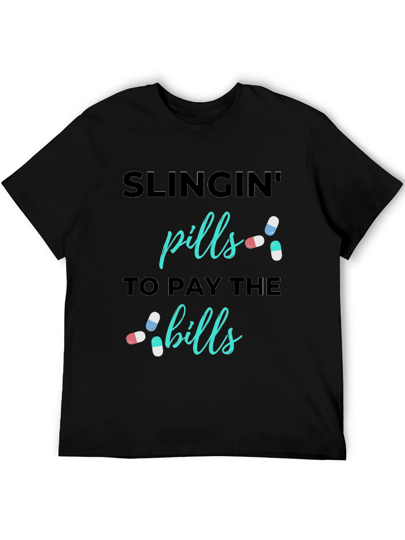 Black Slingin' Pills Graphic Tee - Funny Medical Humor T-Shirt view 5