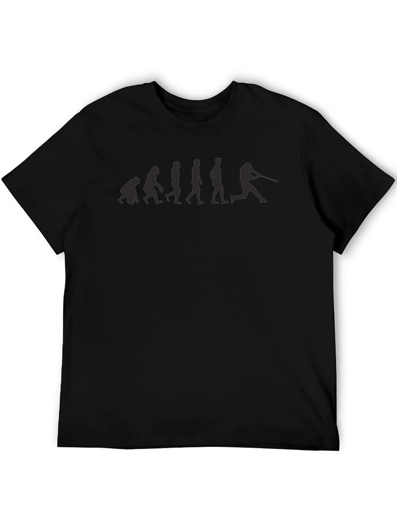 Black Evolution of Baseball T-Shirt - Black Cotton Tee view 5