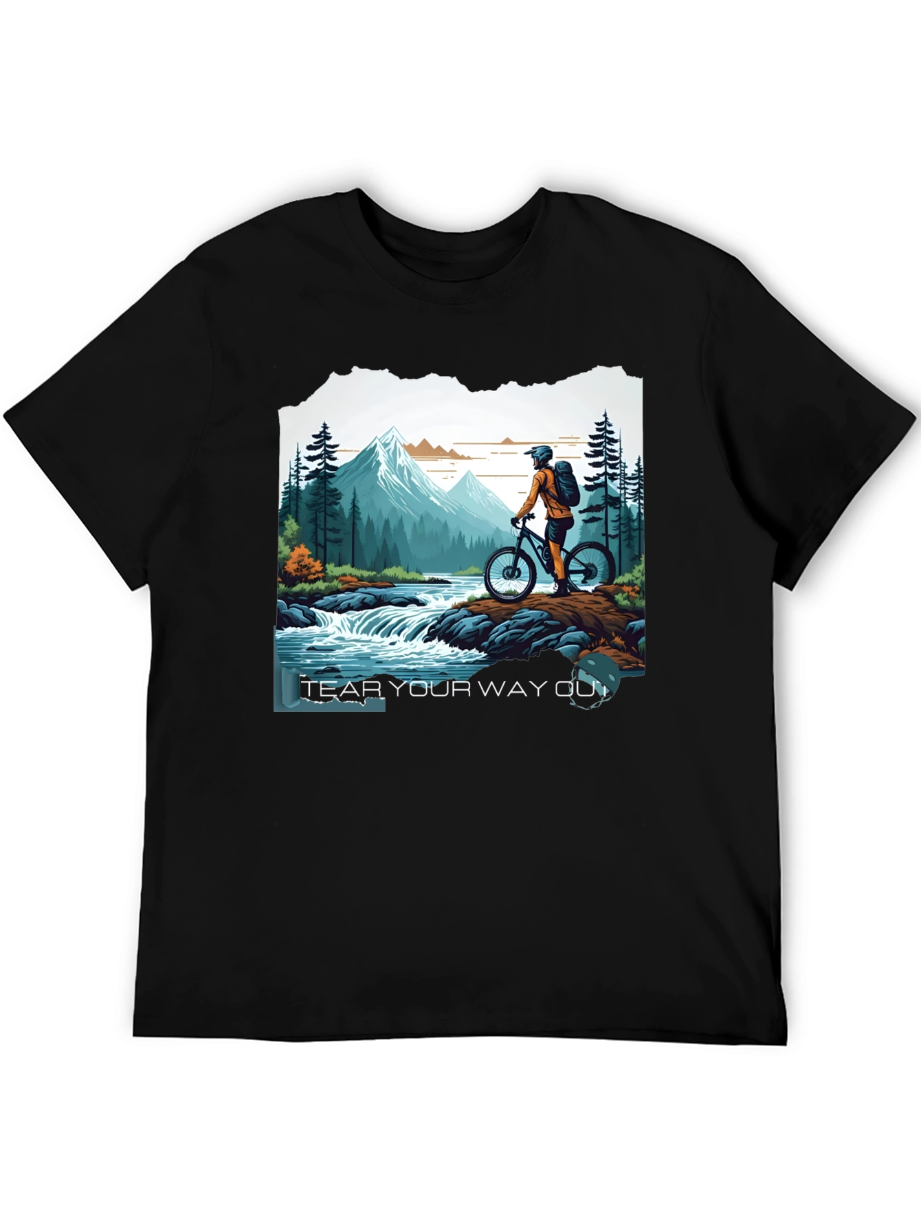 Black Mountain Biker Adventure Graphic Tee - "Tear Your Way Out" view 5