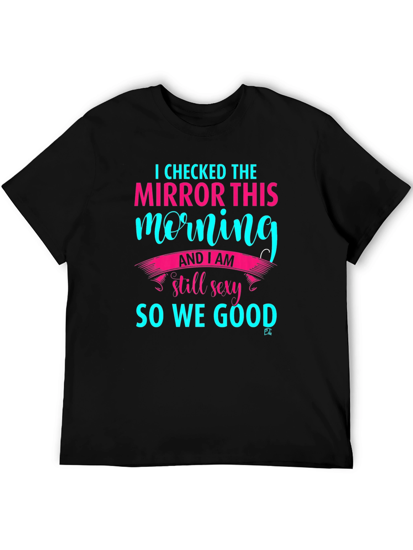 Black Funny I Checked Mirror T-Shirt - Black view 5