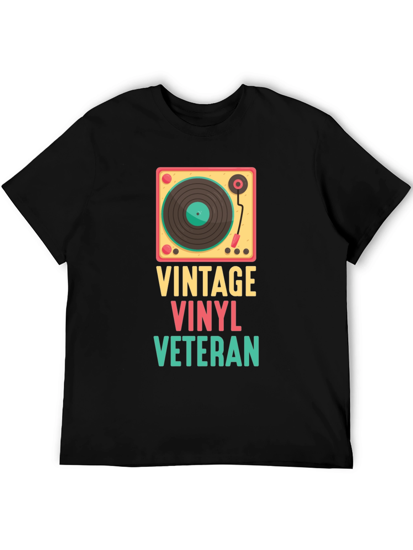 Black Vintage Vinyl Veteran Graphic Tee view 5