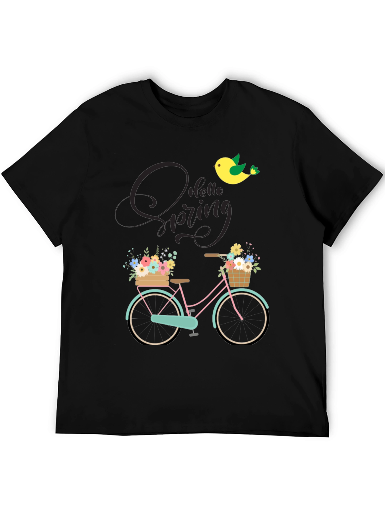 Black Spring Bicycle Graphic T-Shirt view 5