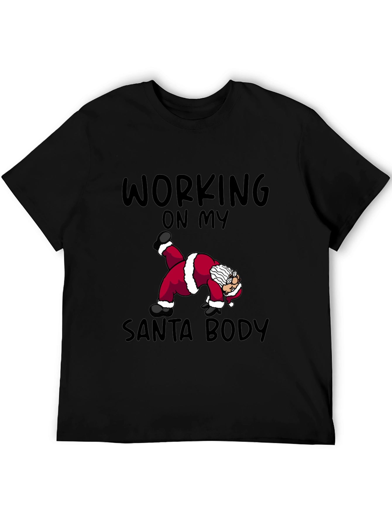 Black Funny Santa Workout T-Shirt view 5