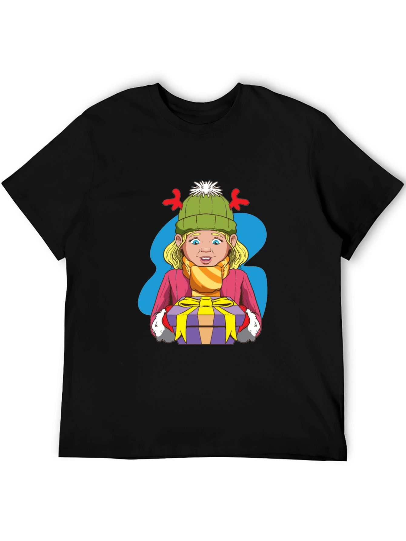 Black Festive Cartoon Graphic Tee view 5