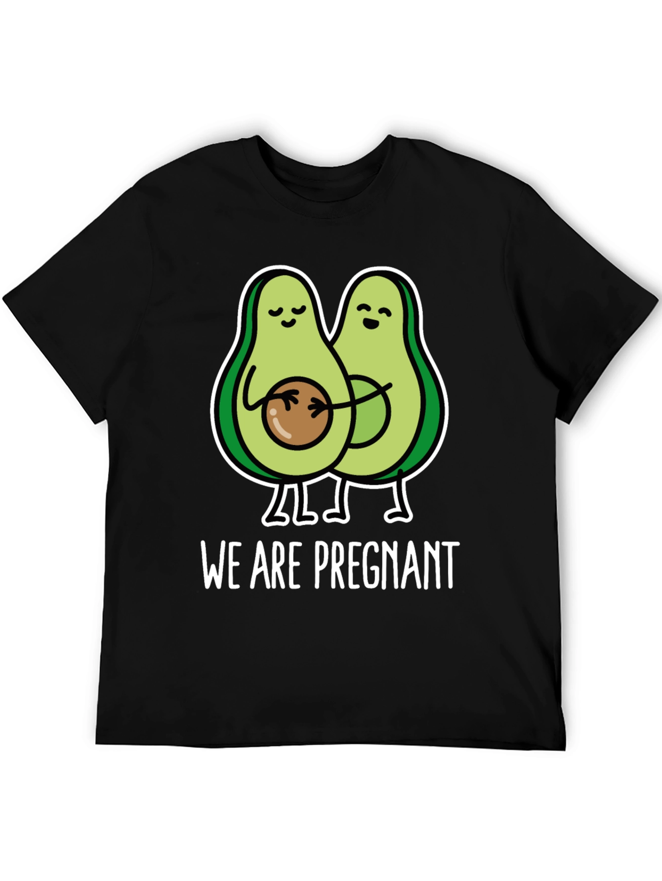 Black Funny We Are Pregnant Avocado Matching Couple T-Shirt view 5