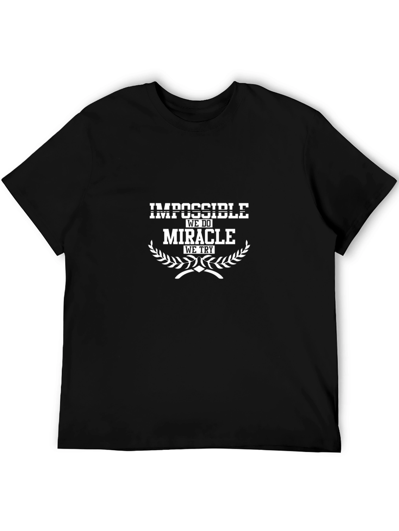 Black Impossible Miracle T-Shirt: Motivational Graphic Tee view 5