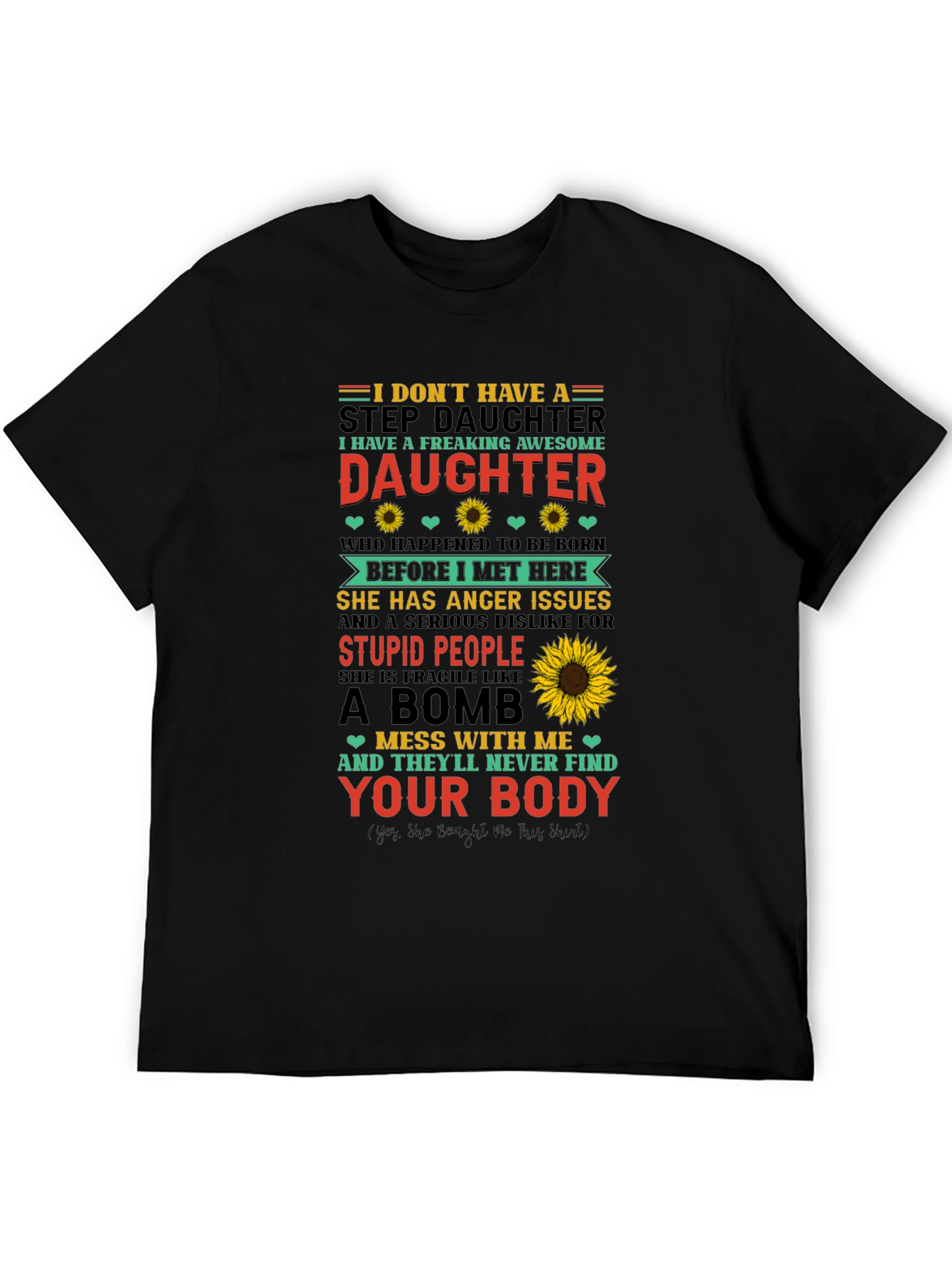 Black Awesome Stepdaughter Novelty T-Shirt view 5