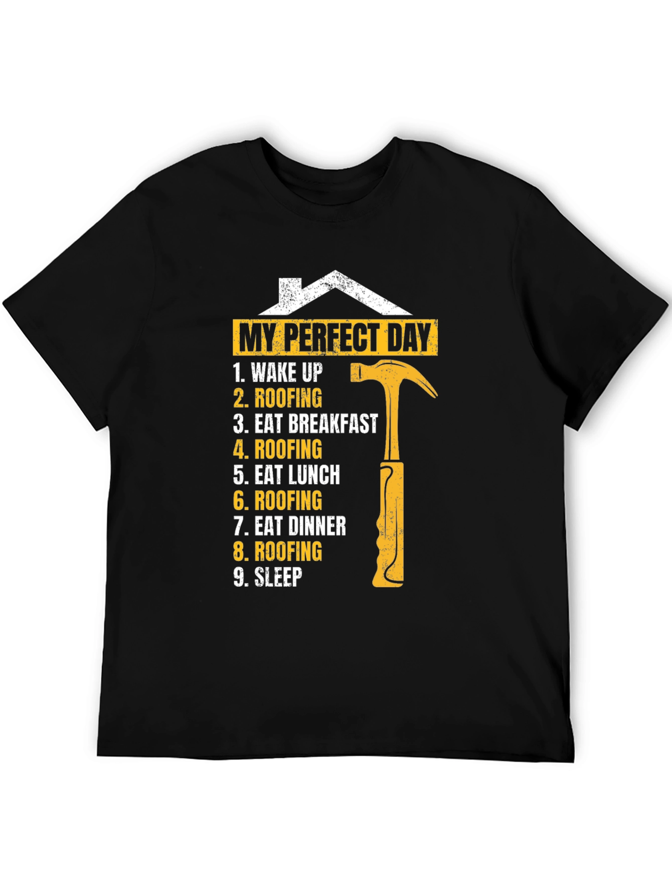 Black Roofer's Perfect Day T-Shirt - Construction Worker Gift view 5