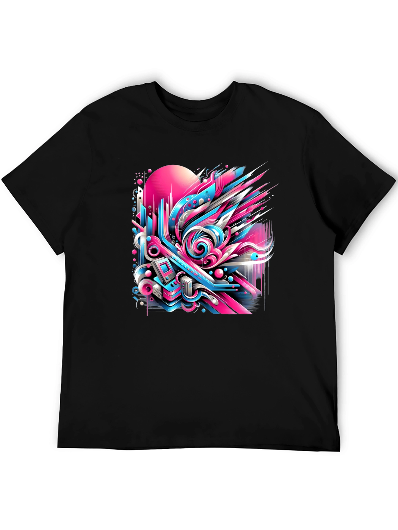 Black Retro Wave Graphic Tee view 5