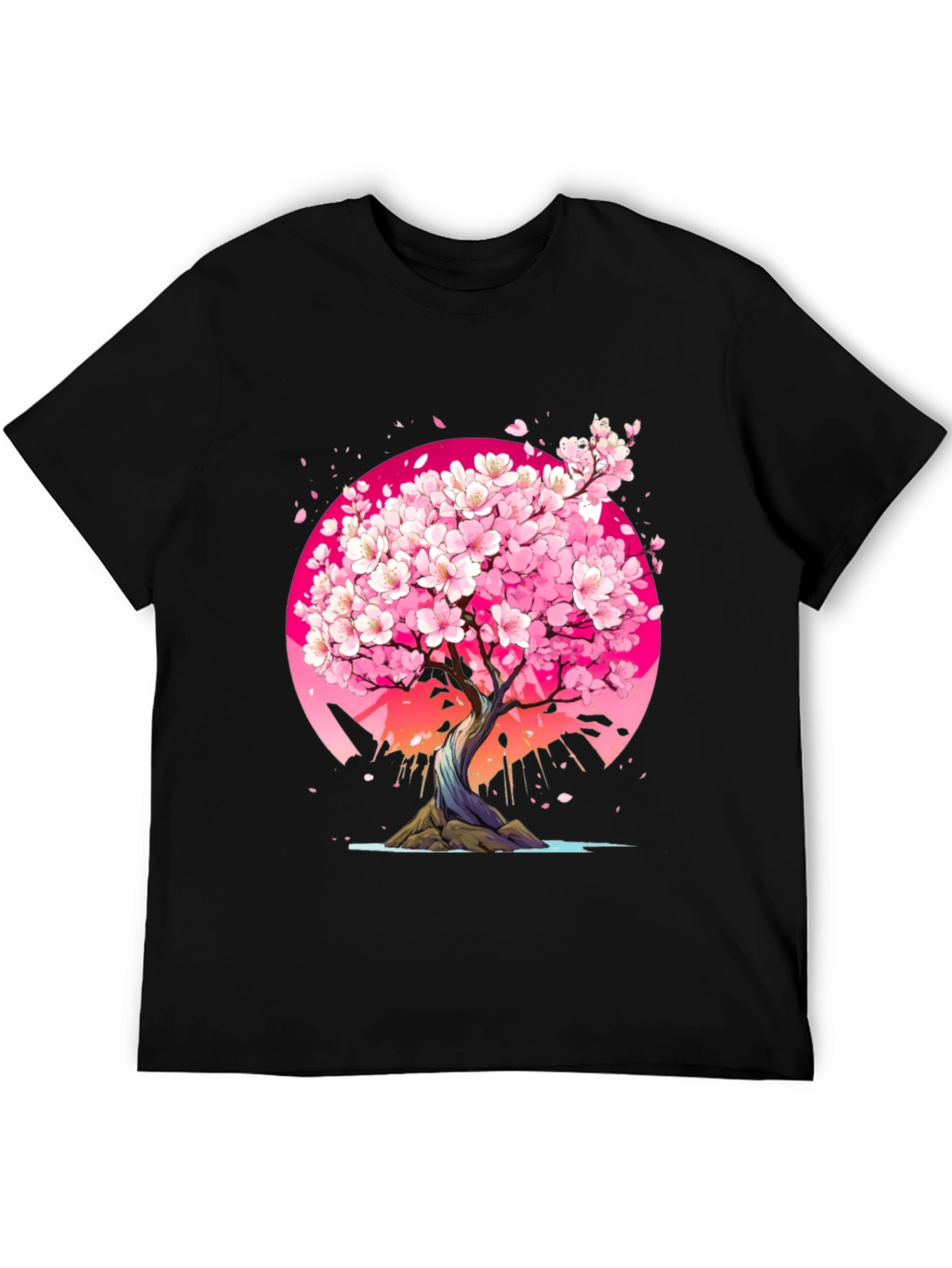 Black Cherry Blossom Tree Graphic Tee - Black view 5