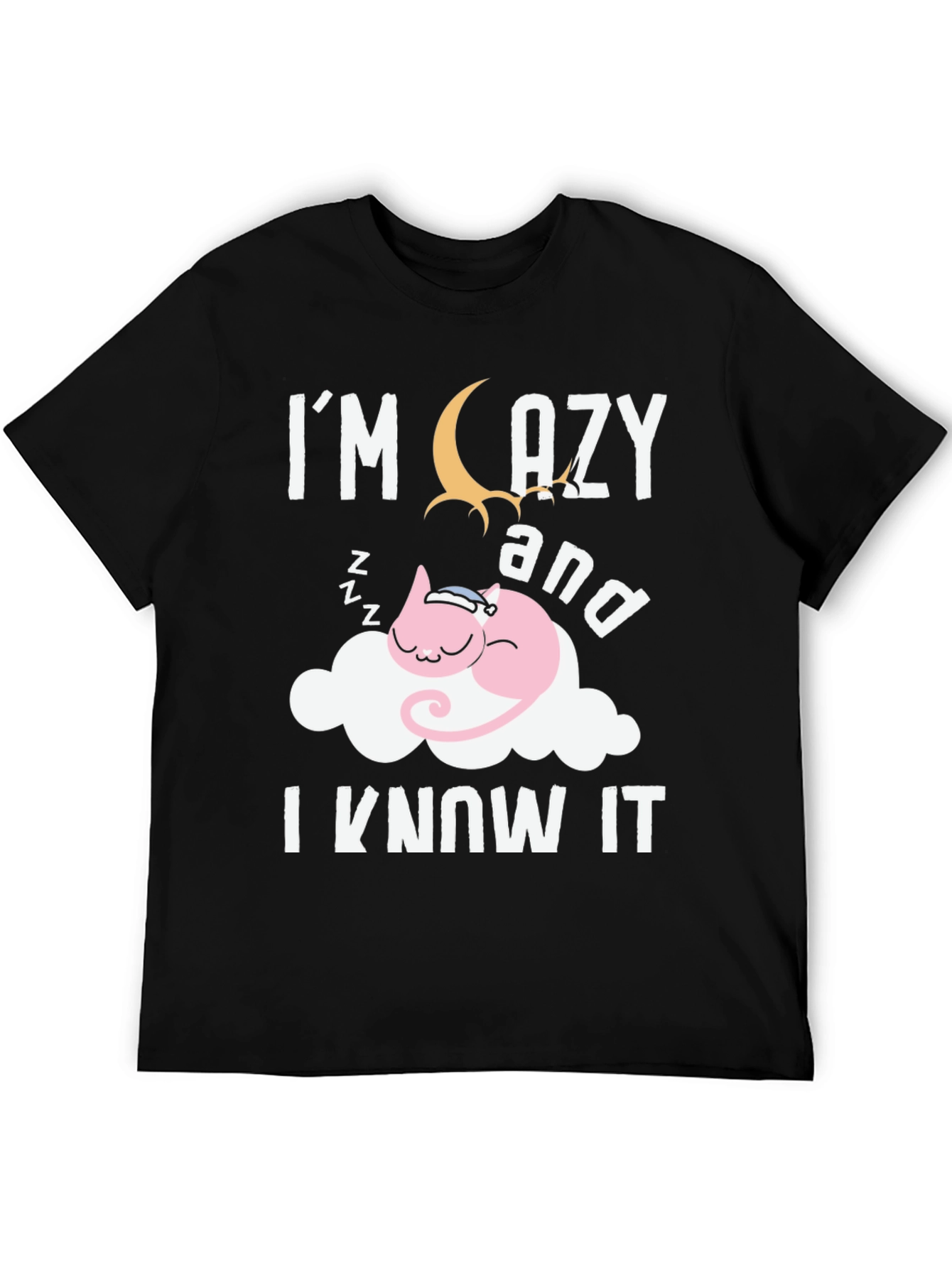Black Lazy Cat Nap T-Shirt - Soft Cotton Blend view 5