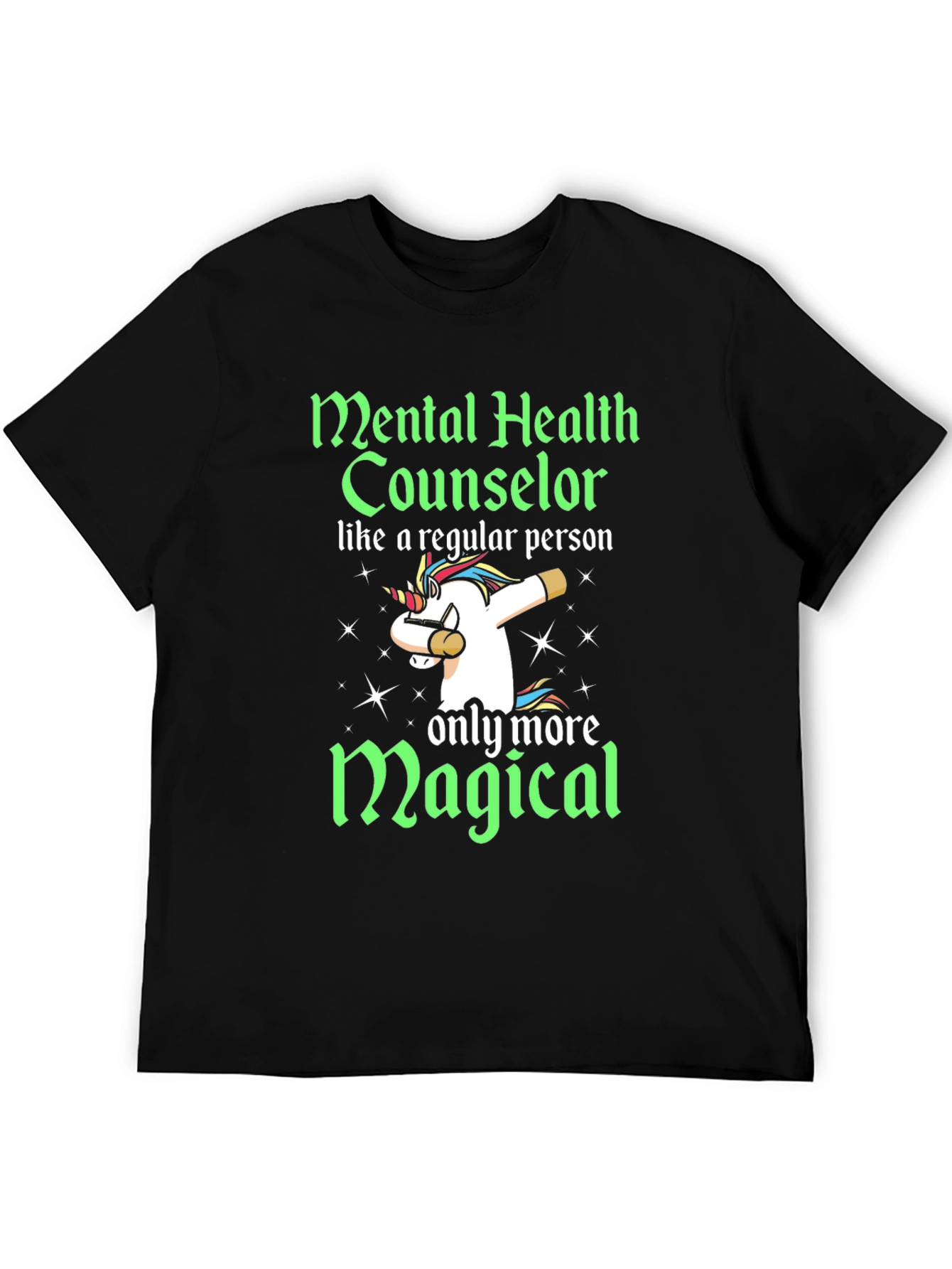 Black Mental Health Counselor Unicorn Graphic T-Shirt view 5
